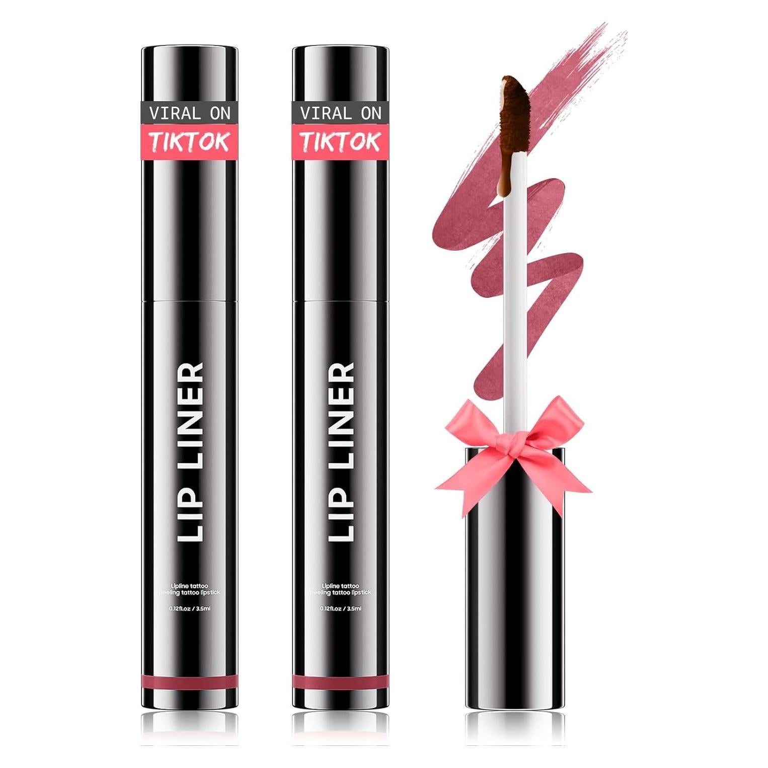 OETUIOW Lip Stain Peel Off, Lip Liner Moisturizing Long-Lasting & Waterproof, Transfer Proof & Plumping, Non-Stick Cup, 2PCS Mauve