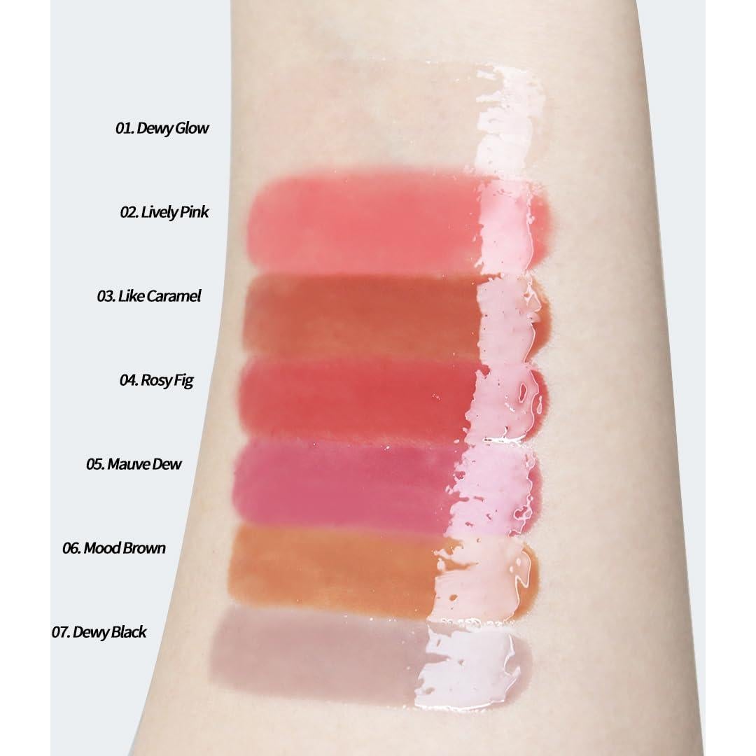Heart Percent Dote On Mood Dewy Melting Lipstick High-Shine Glow & Wet Look Glossy Finish Lip Color, #01. Dewy Glow