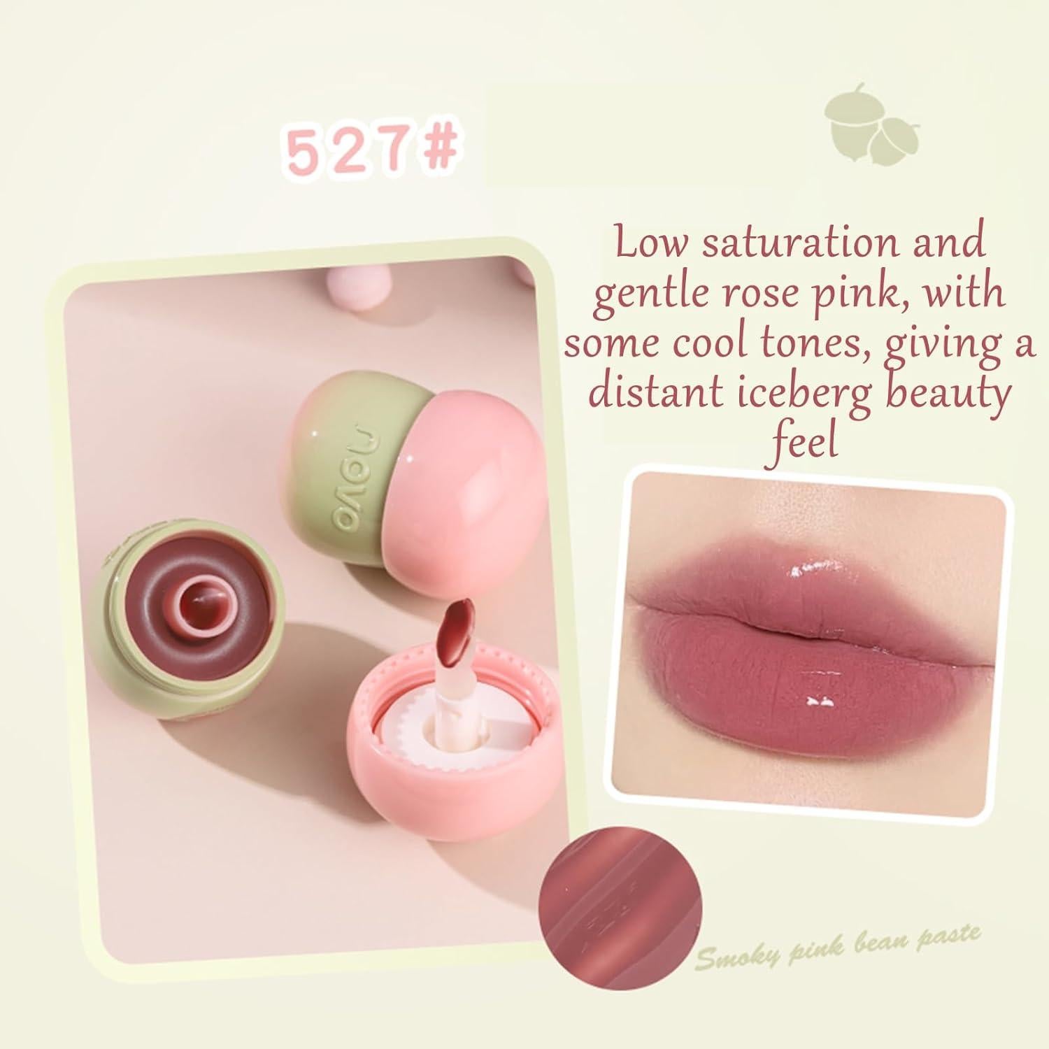 Brillo de Labios Hidratante Bekoeen Rosa 2 Pcs Gel Larga Duración