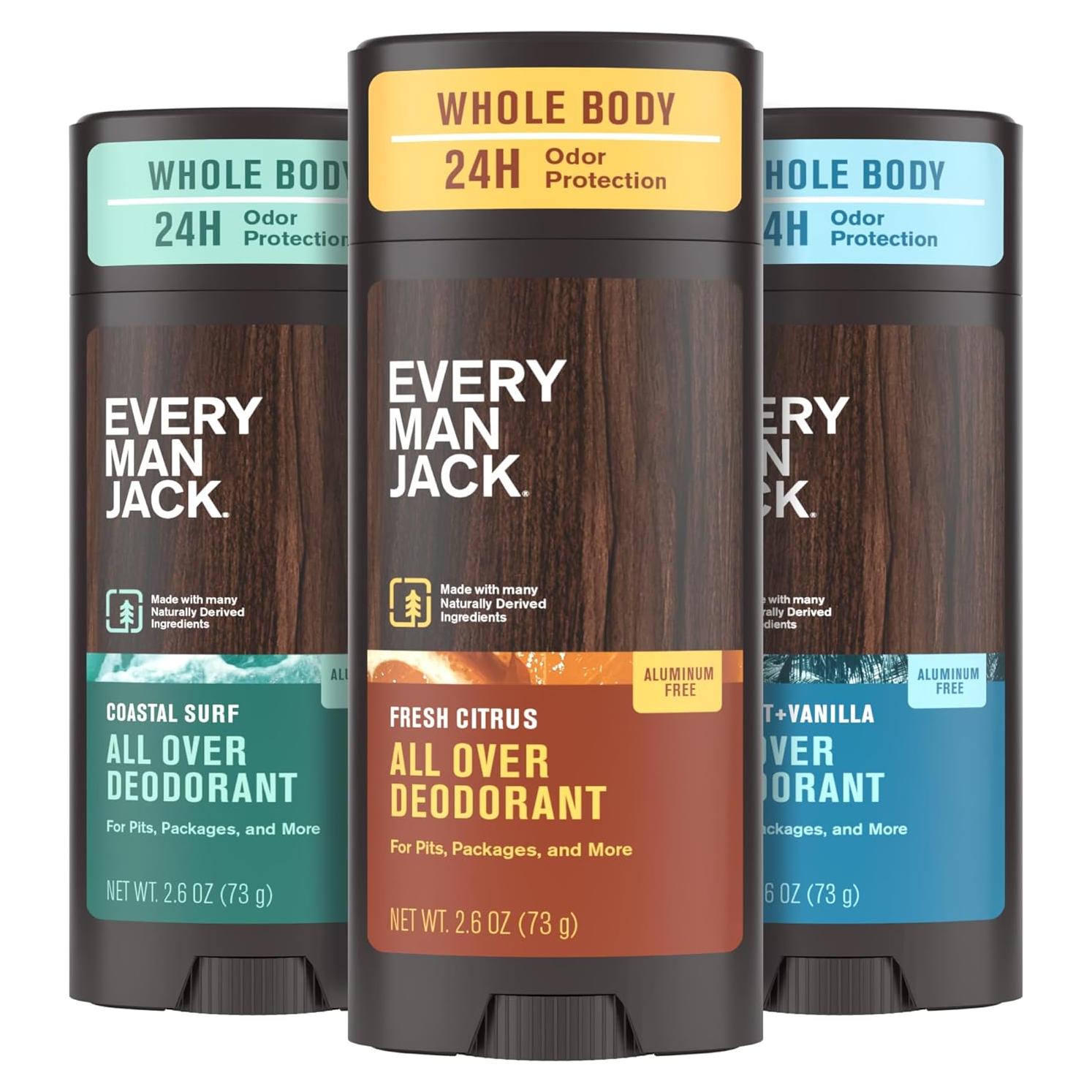 Desodorante Every Man Jack 74g - Paquete de 3 Aromas Variados