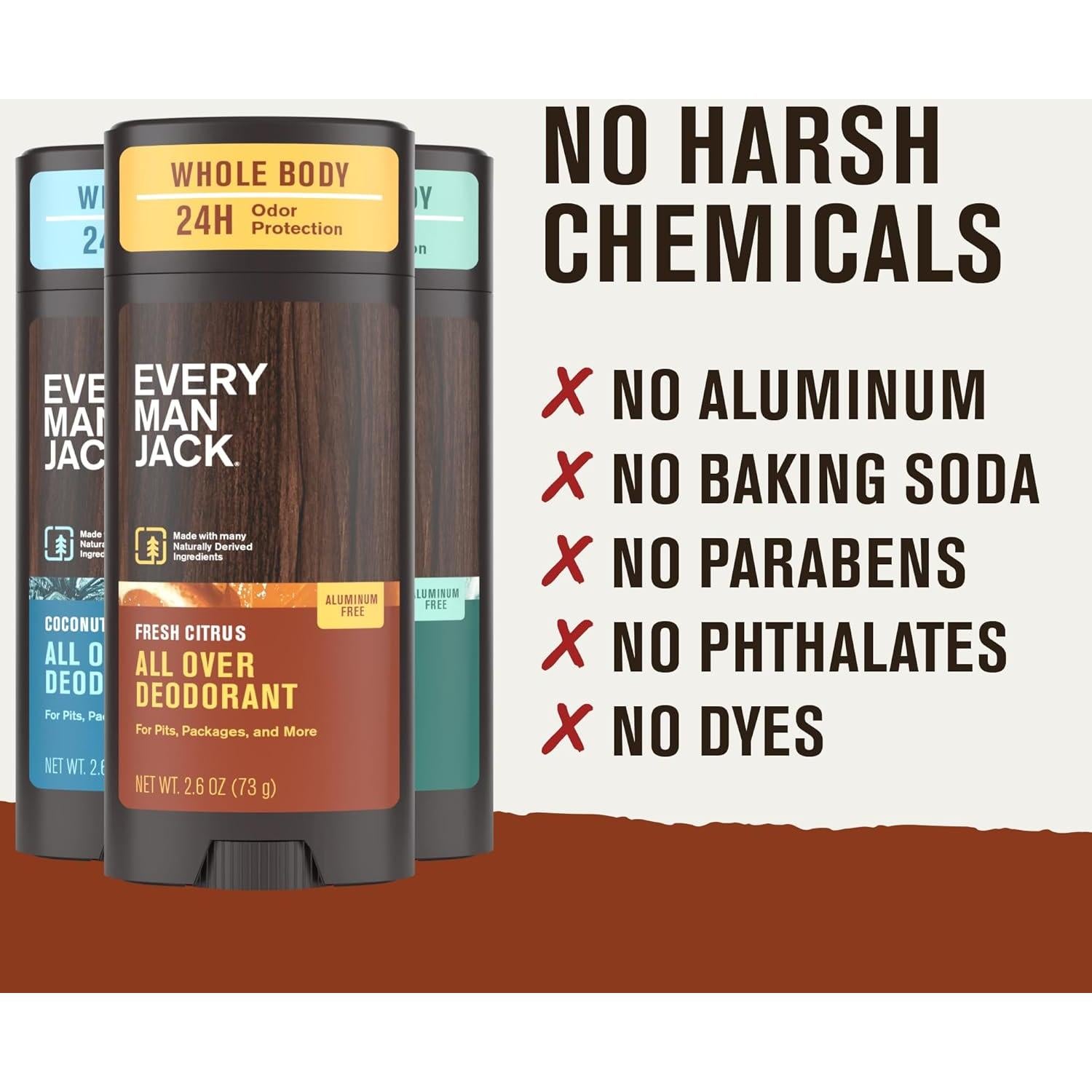 Desodorante Every Man Jack 74g - Paquete de 3 Aromas Variados