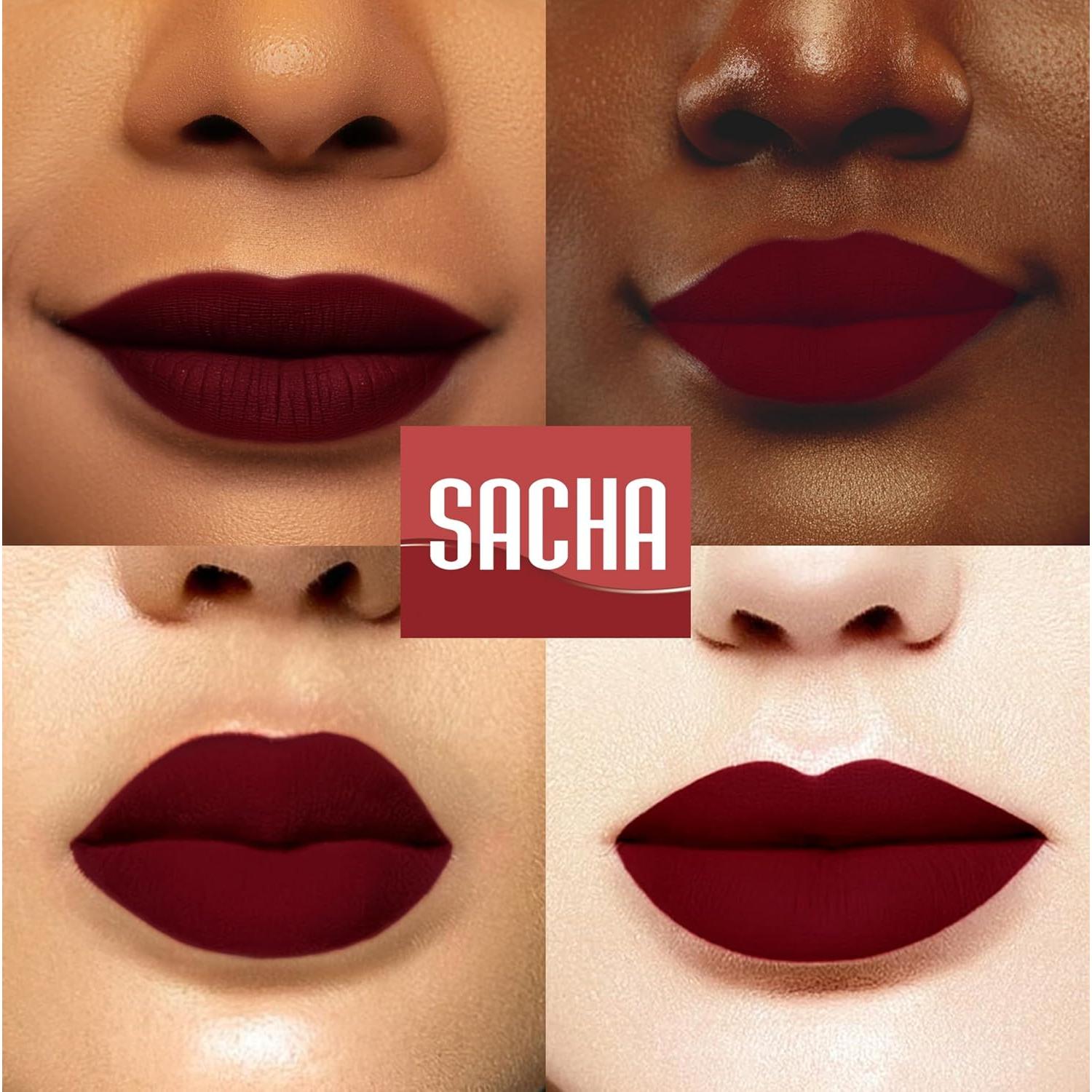 Labial Líquido Mate Terciopelo Sacha Cosméticos 5.9 ml Rojo