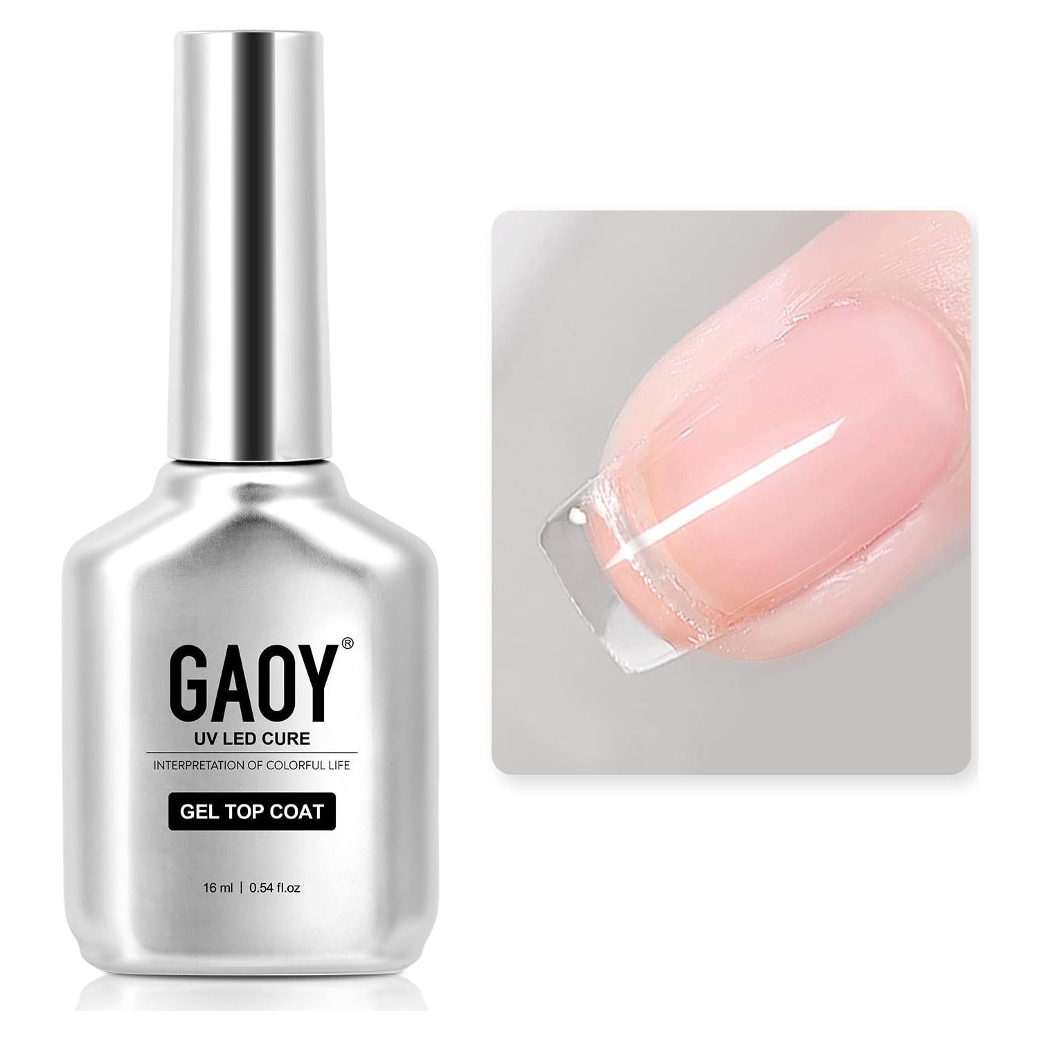 Top Coat en Gel GAOY 16ml Brillo Duradero Sin Limpieza