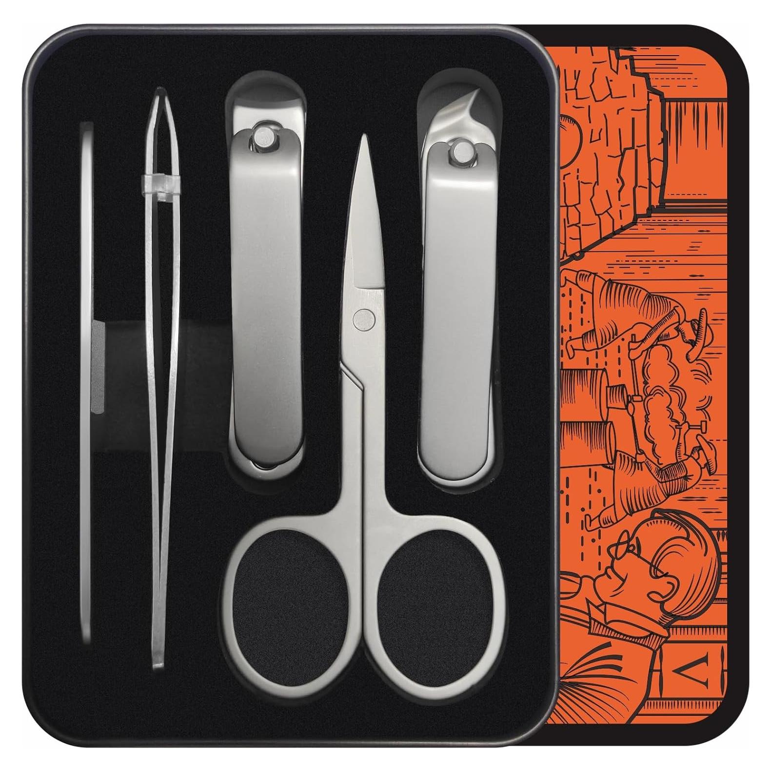 Konovo Kit de Cuidado de Uñas 5 Piezas Acero Inoxidable