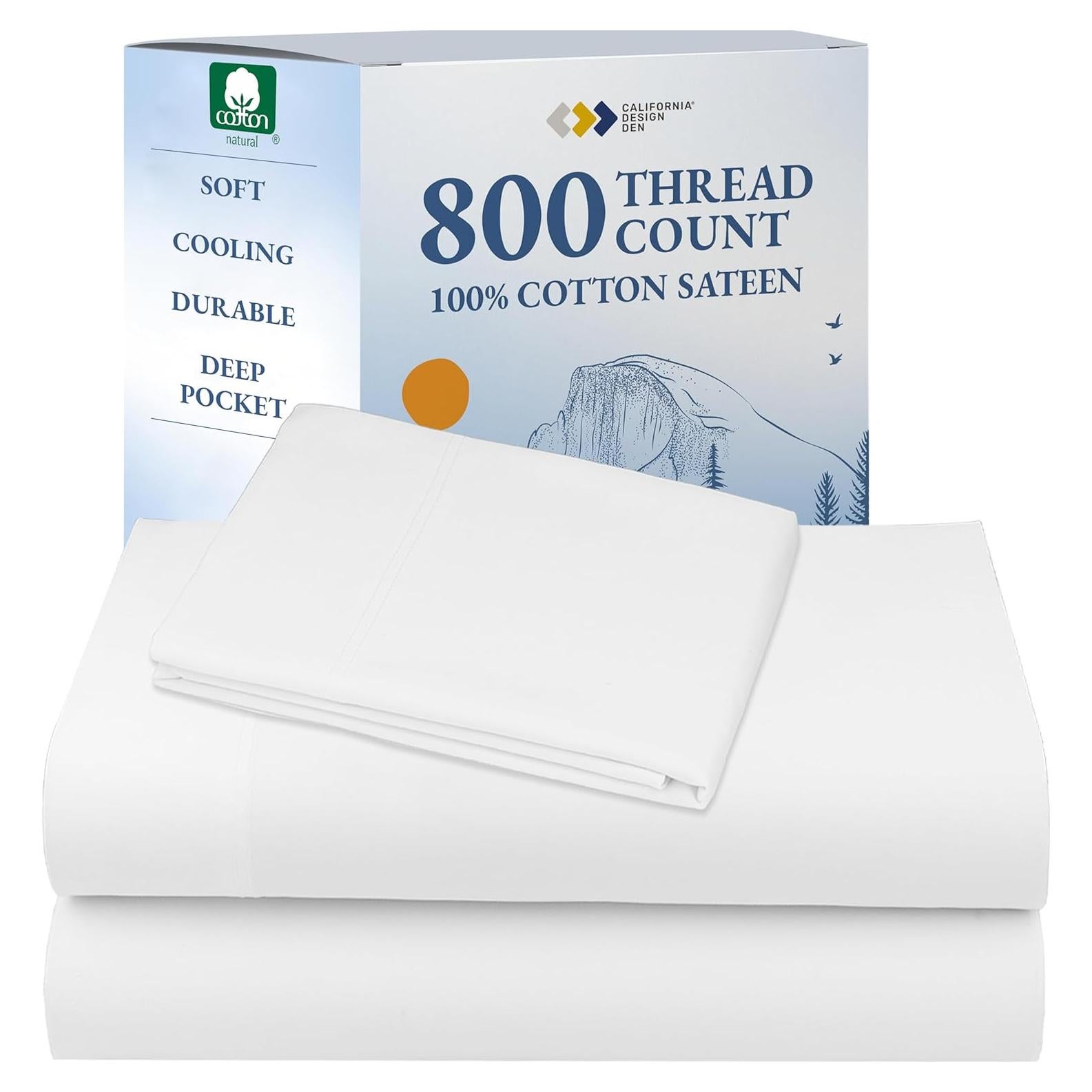 Conjunto de Sábanas Twin California Design Den 800 Hilos Algodón Satén