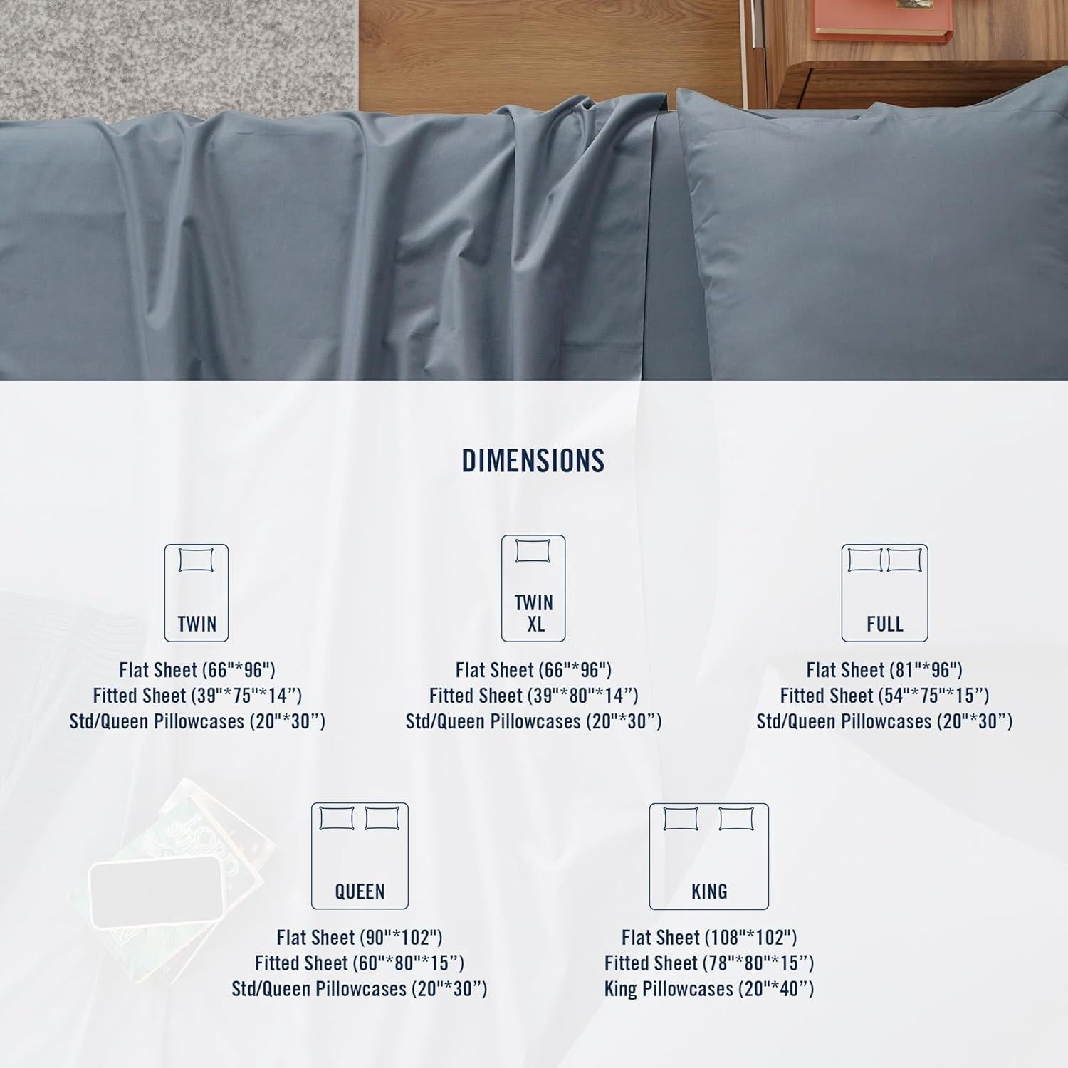 Juego de Sábanas Individual 100% Algodón Egipcio IZOD - Pizarra Azul