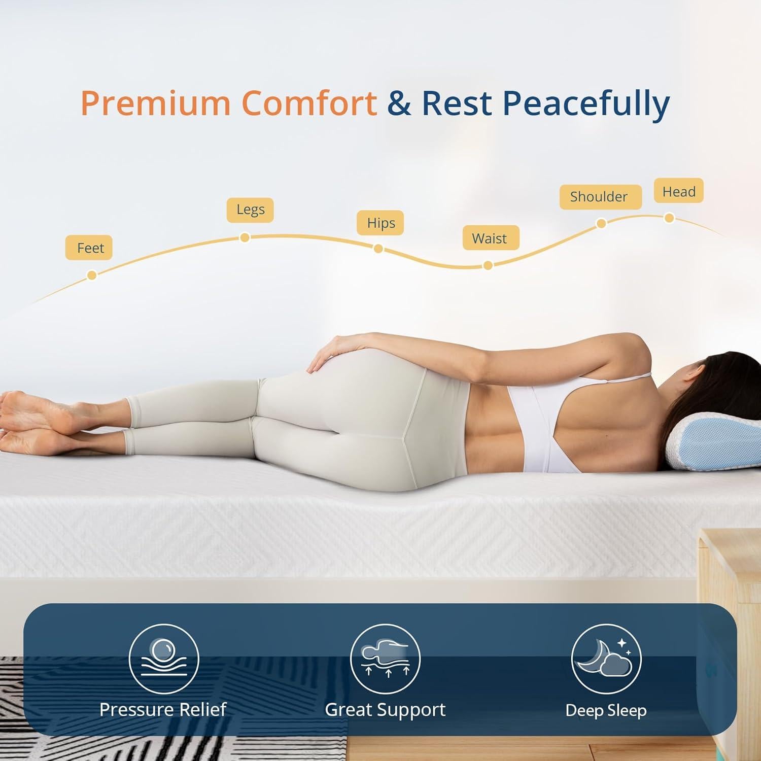 Colchón EGOHOME Twin 5 Pulgadas Espuma de Memoria Gel Verde