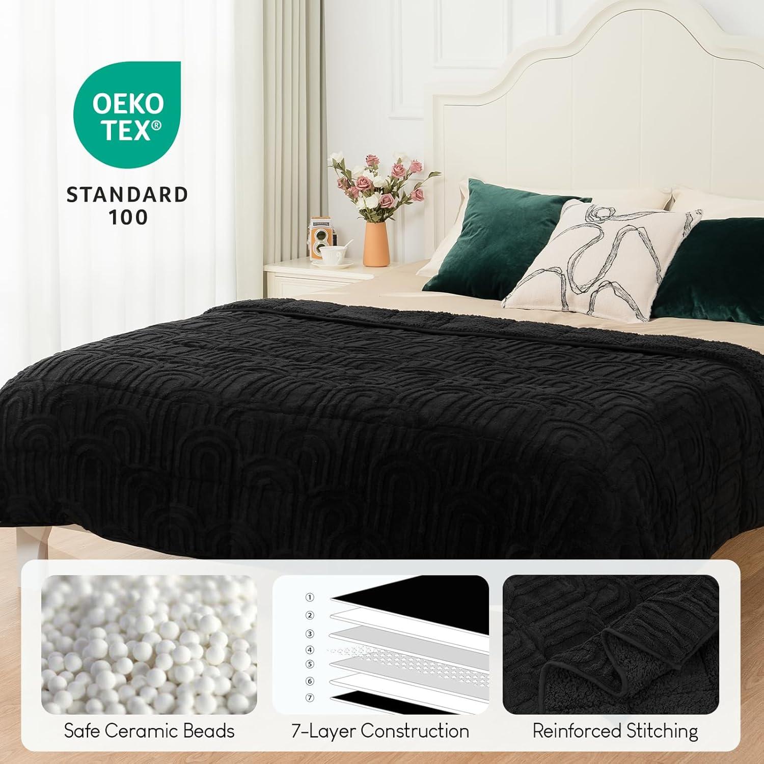 Manta pesada Jacquard Cottonblue 122x183 cm 6.8 kg negra