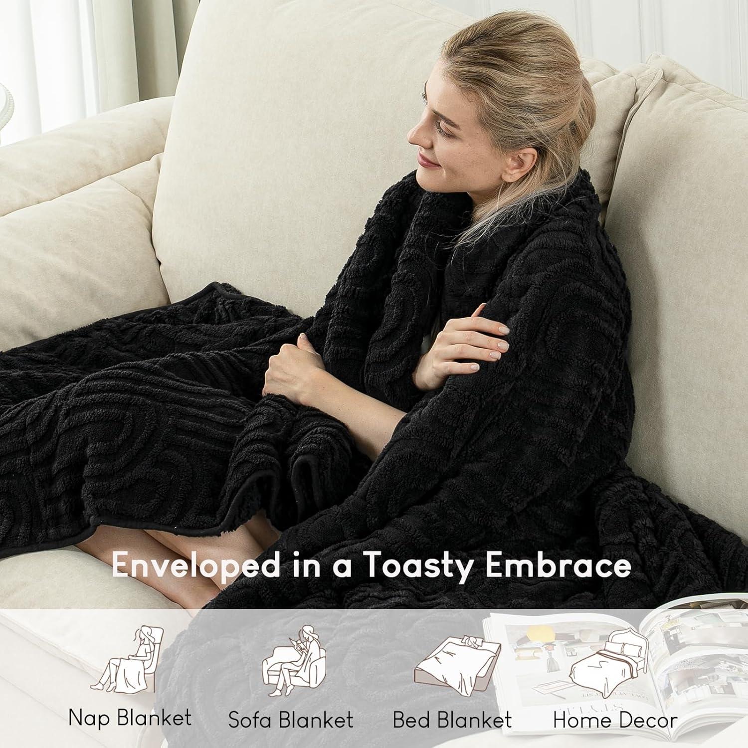 Manta pesada Jacquard Cottonblue 122x183 cm 6.8 kg negra