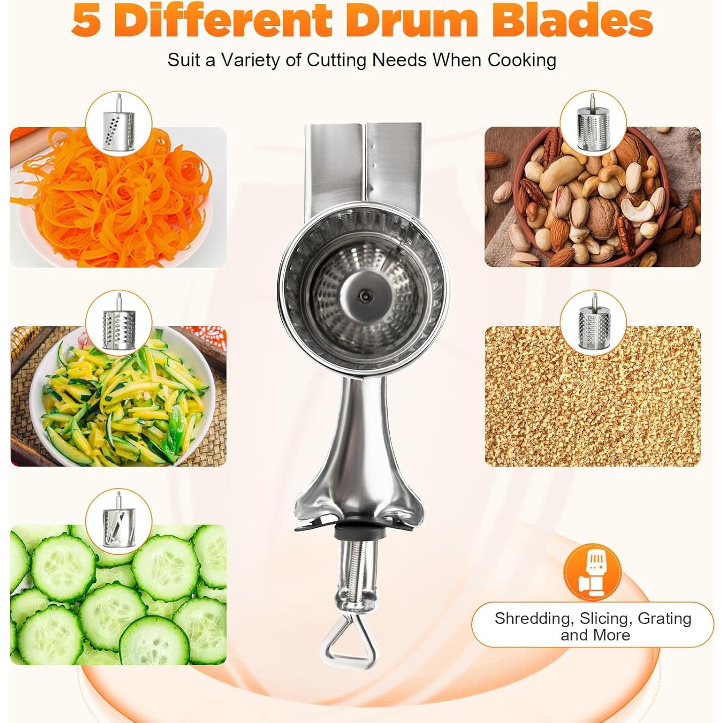 Rallador Rotatorio DYNAMI de Acero Inoxidable 5 en 1 Plata