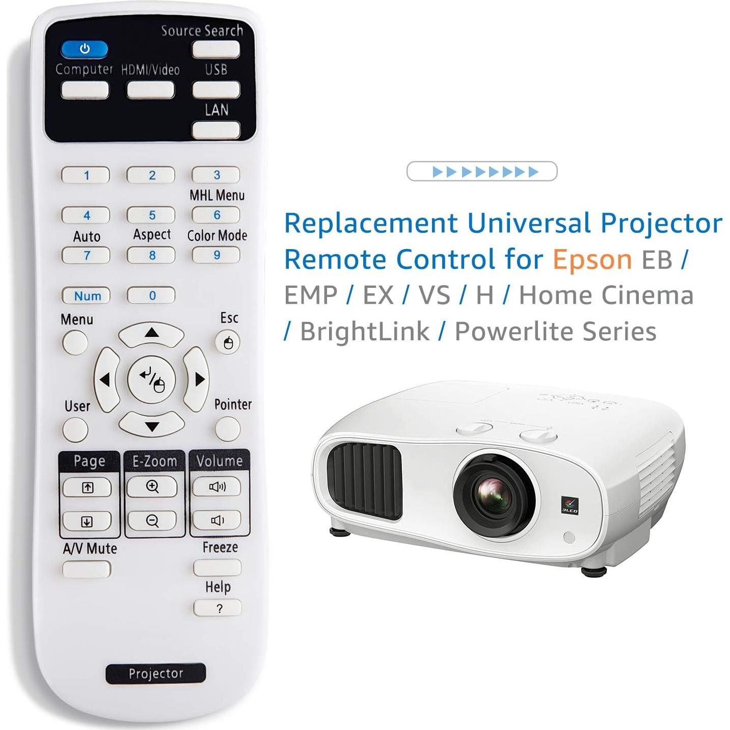 Control Remoto OMAIC para Proyectores Epson - Compatible con Powerlite, Home Cinema, EB, EX, VS, EMP