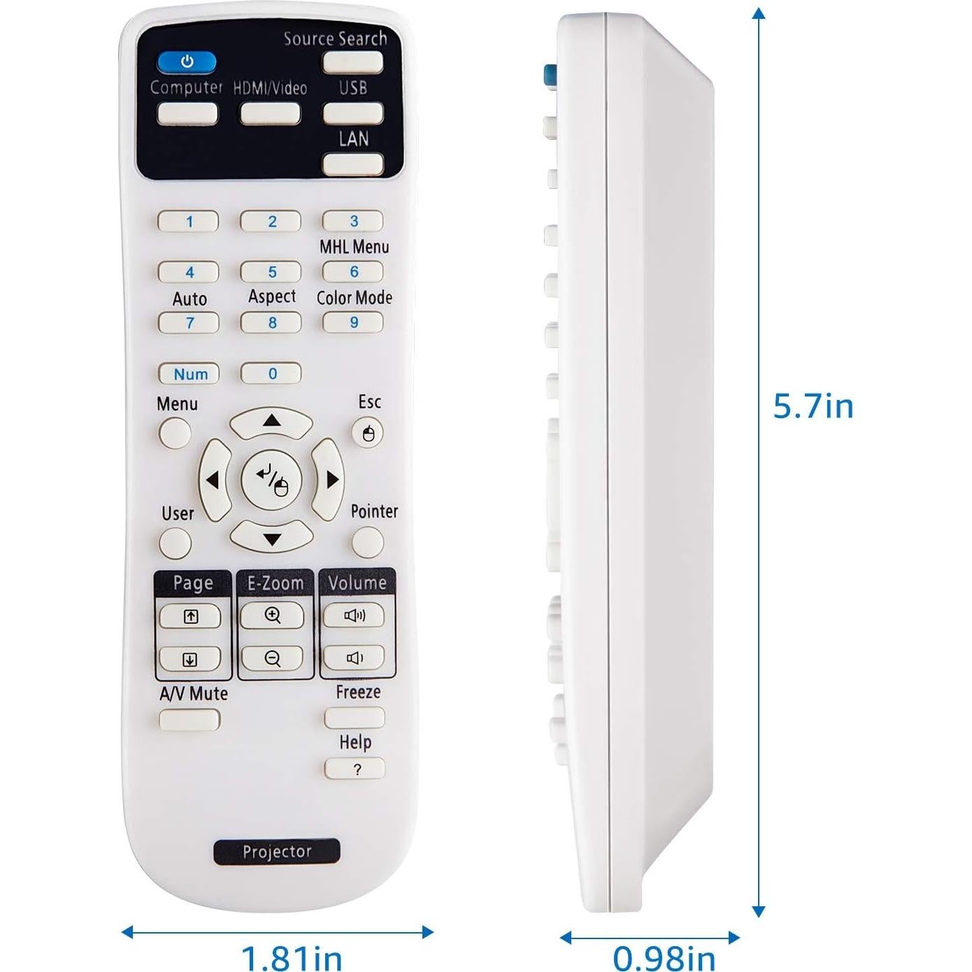 Control Remoto OMAIC para Proyectores Epson - Compatible con Powerlite, Home Cinema, EB, EX, VS, EMP