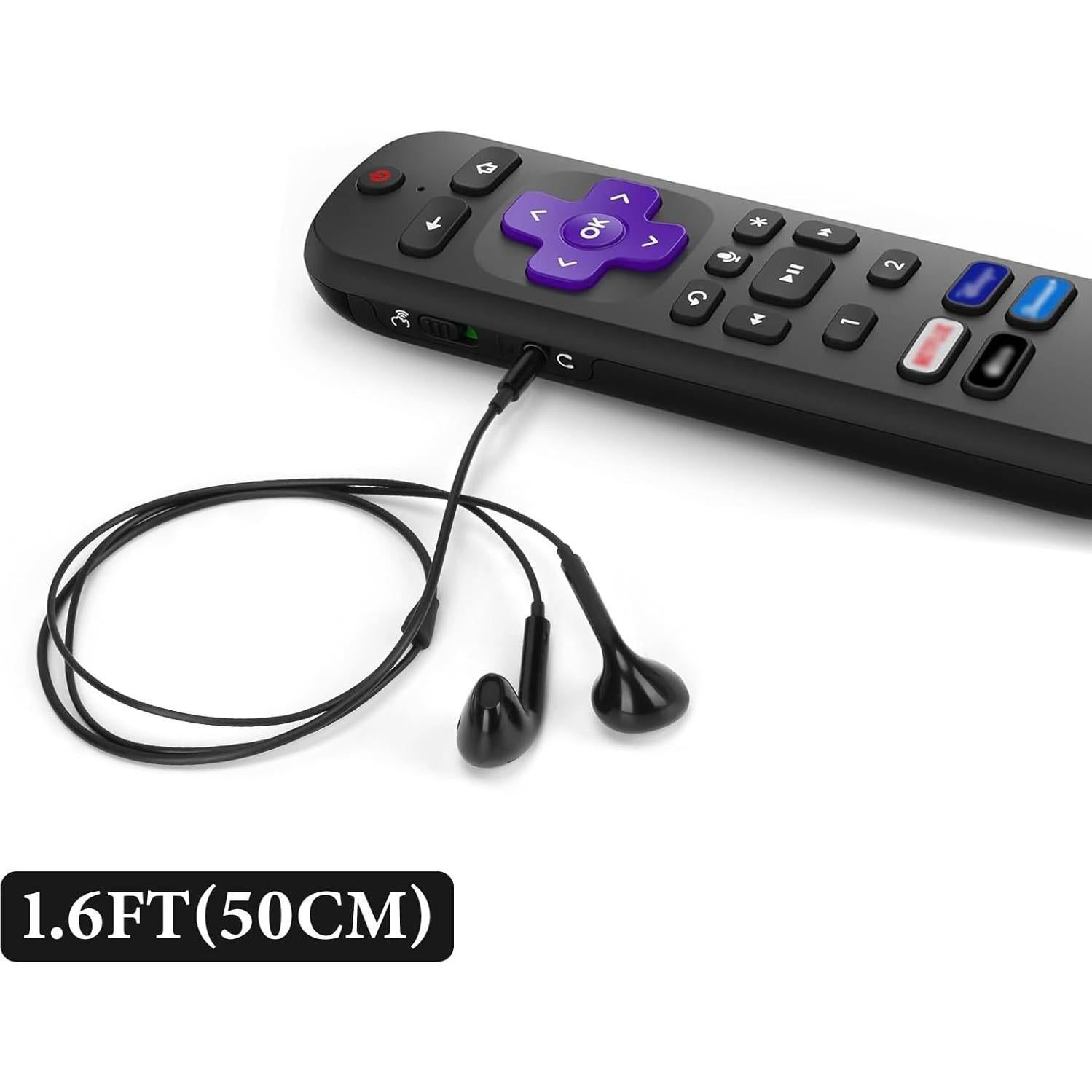 Auriculares GEEKRIA In-Ear 3.5mm para Roku Remote Pro - 50 cm