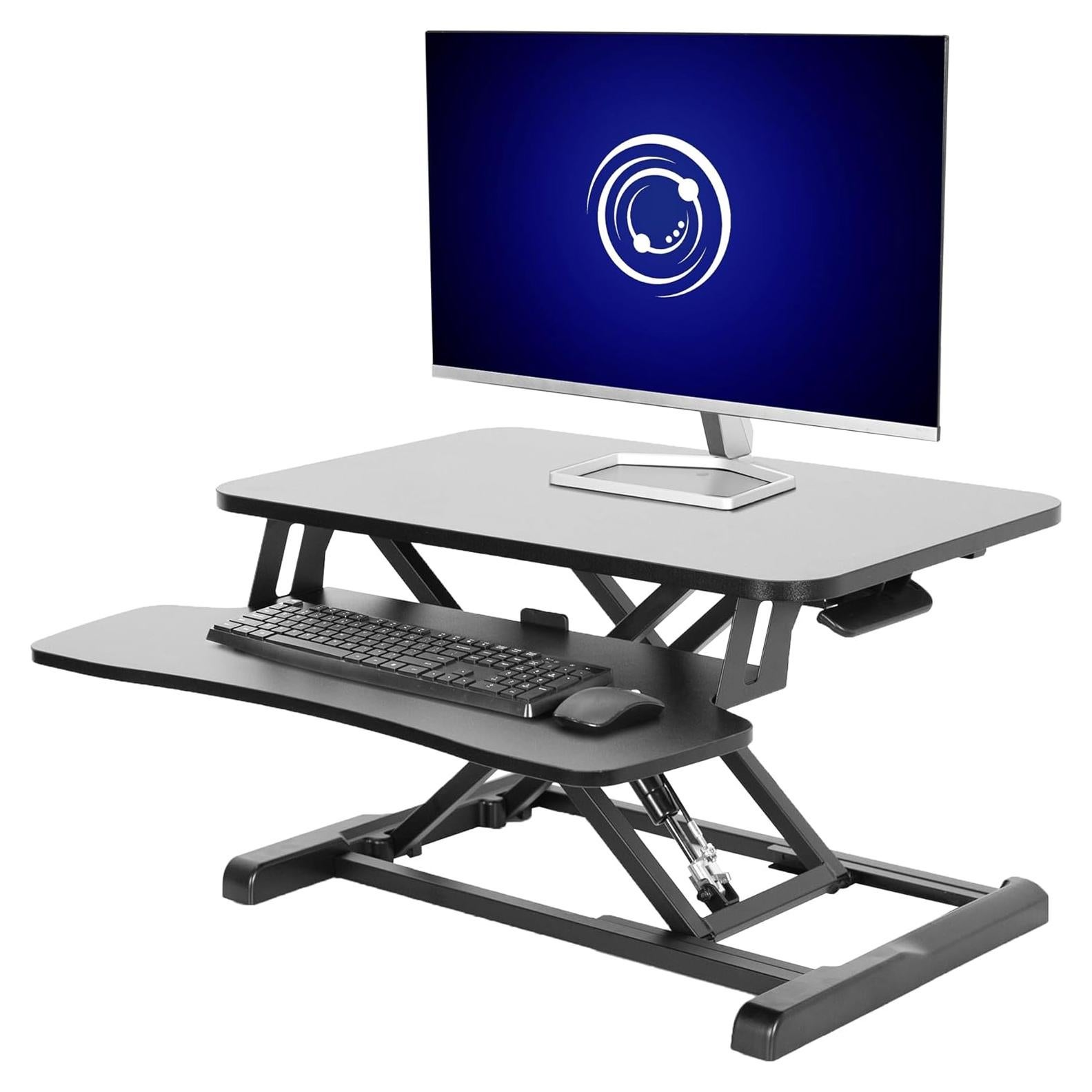 Elevador de Escritorio VIVO 66 cm Ajustable Negro para Doble Monitor