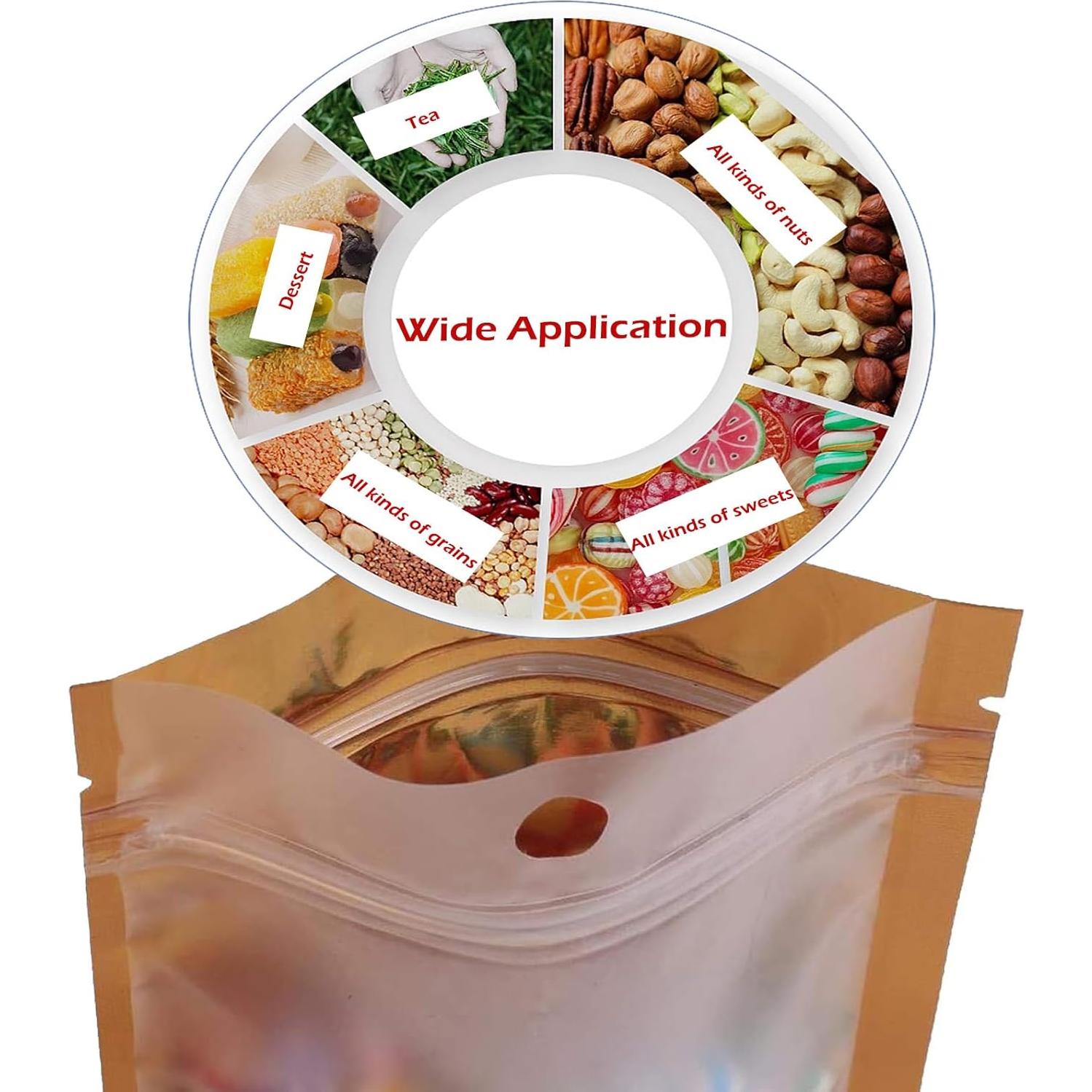 100 Bolsas Mylar Reutilizables WEKOIL 8x13cm Cierre Cremallera