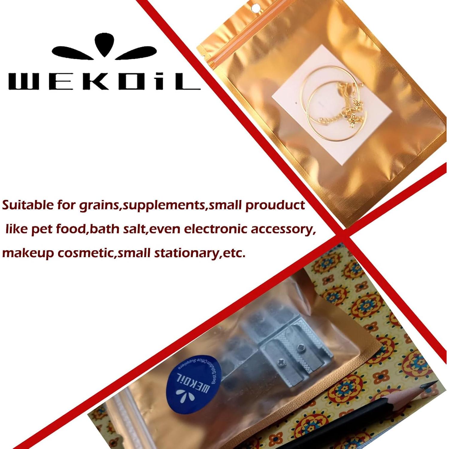 100 Bolsas Mylar Reutilizables WEKOIL 8x13cm Cierre Cremallera