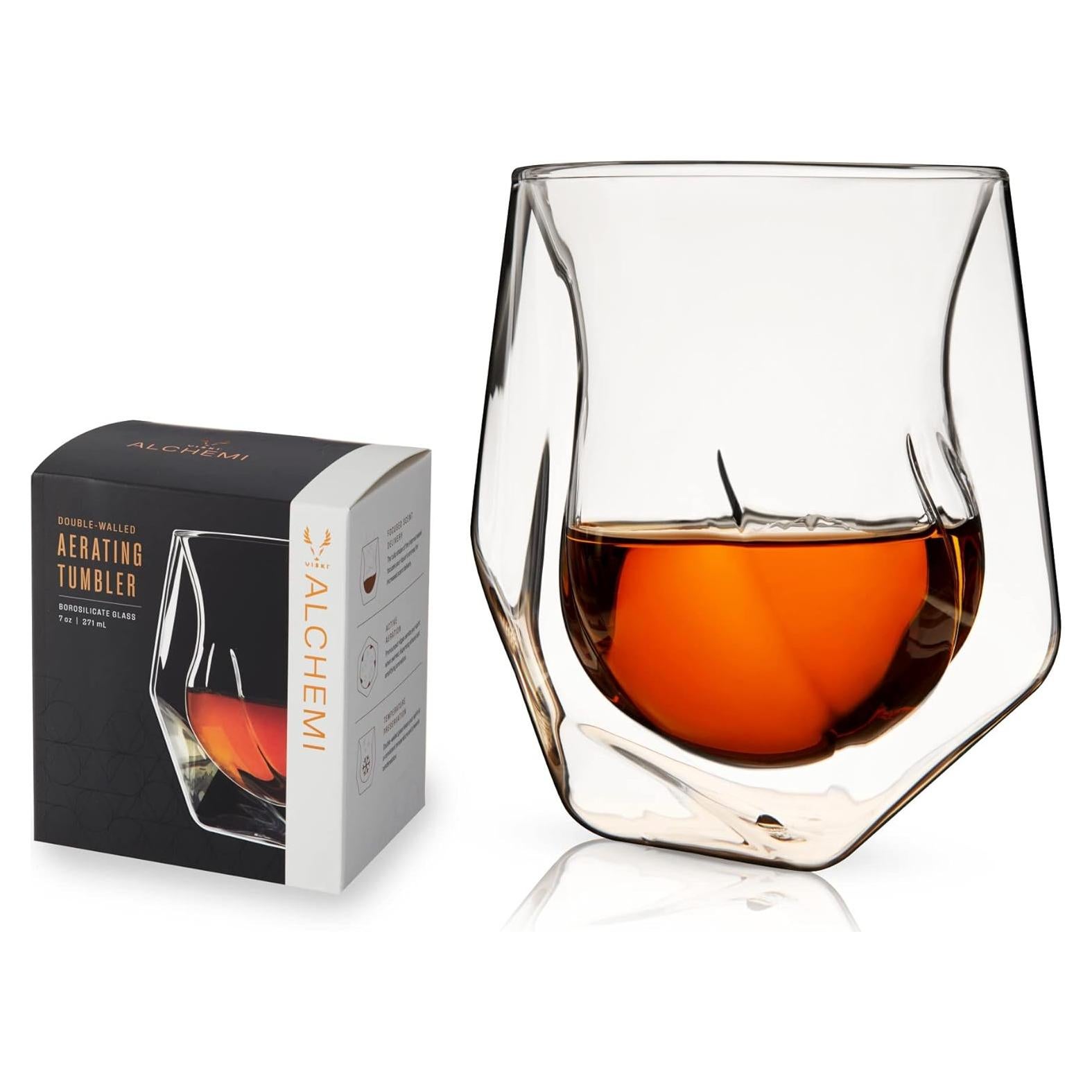 Vaso de Whisky Aerador Viski Doble Pared 207 ml Apto Lavavajillas
