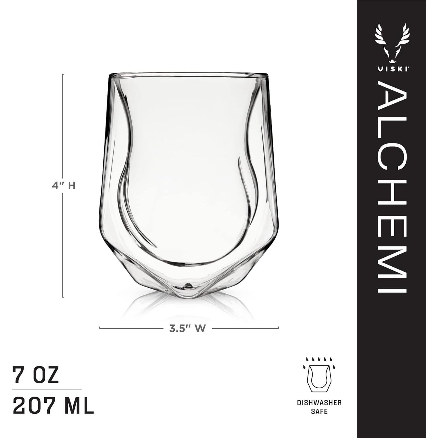 Vaso de Whisky Aerador Viski Doble Pared 207 ml Apto Lavavajillas