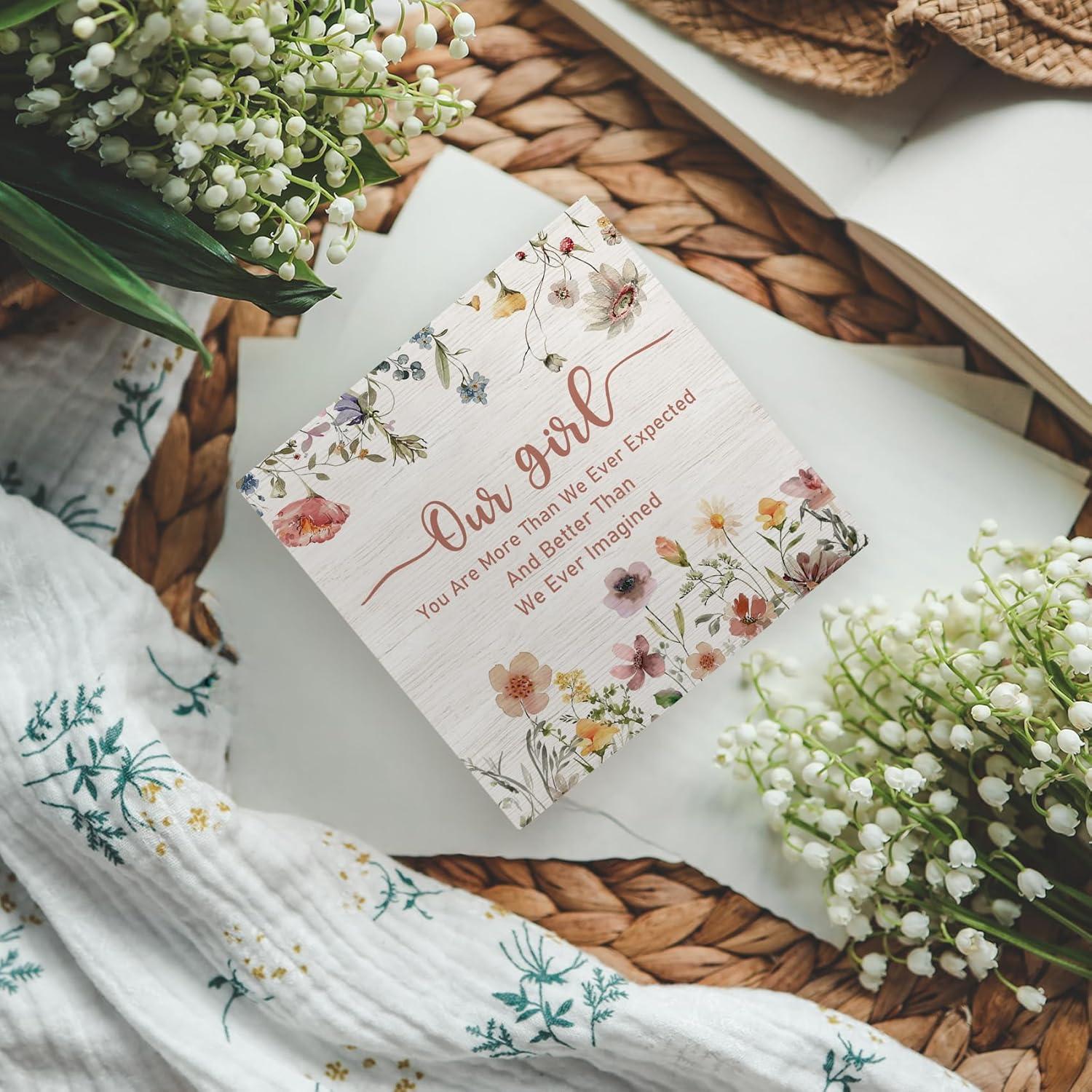 Letrero Motivacional de Madera KFXHANGD 12.7x12.7 cm Floral