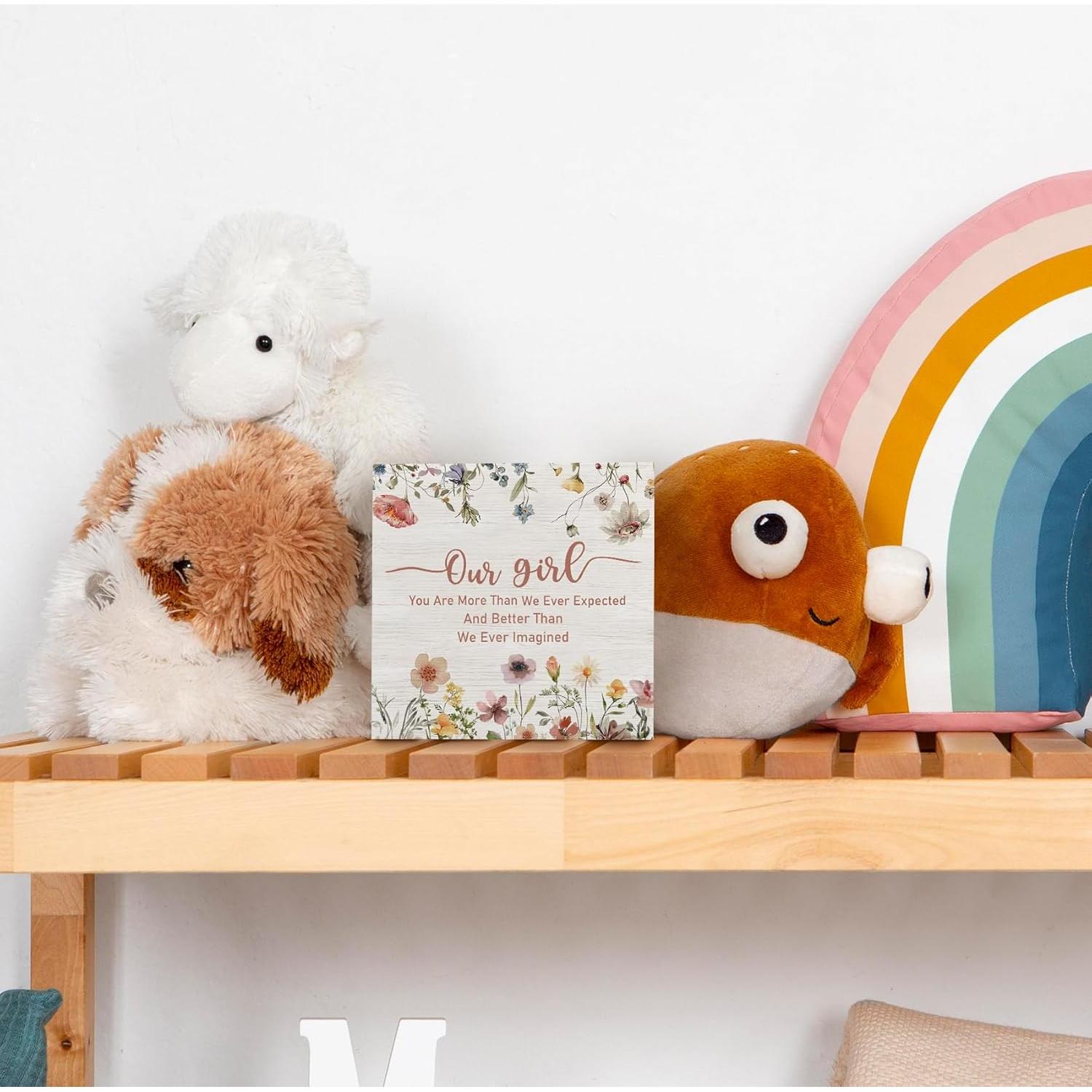 Letrero Motivacional de Madera KFXHANGD 12.7x12.7 cm Floral