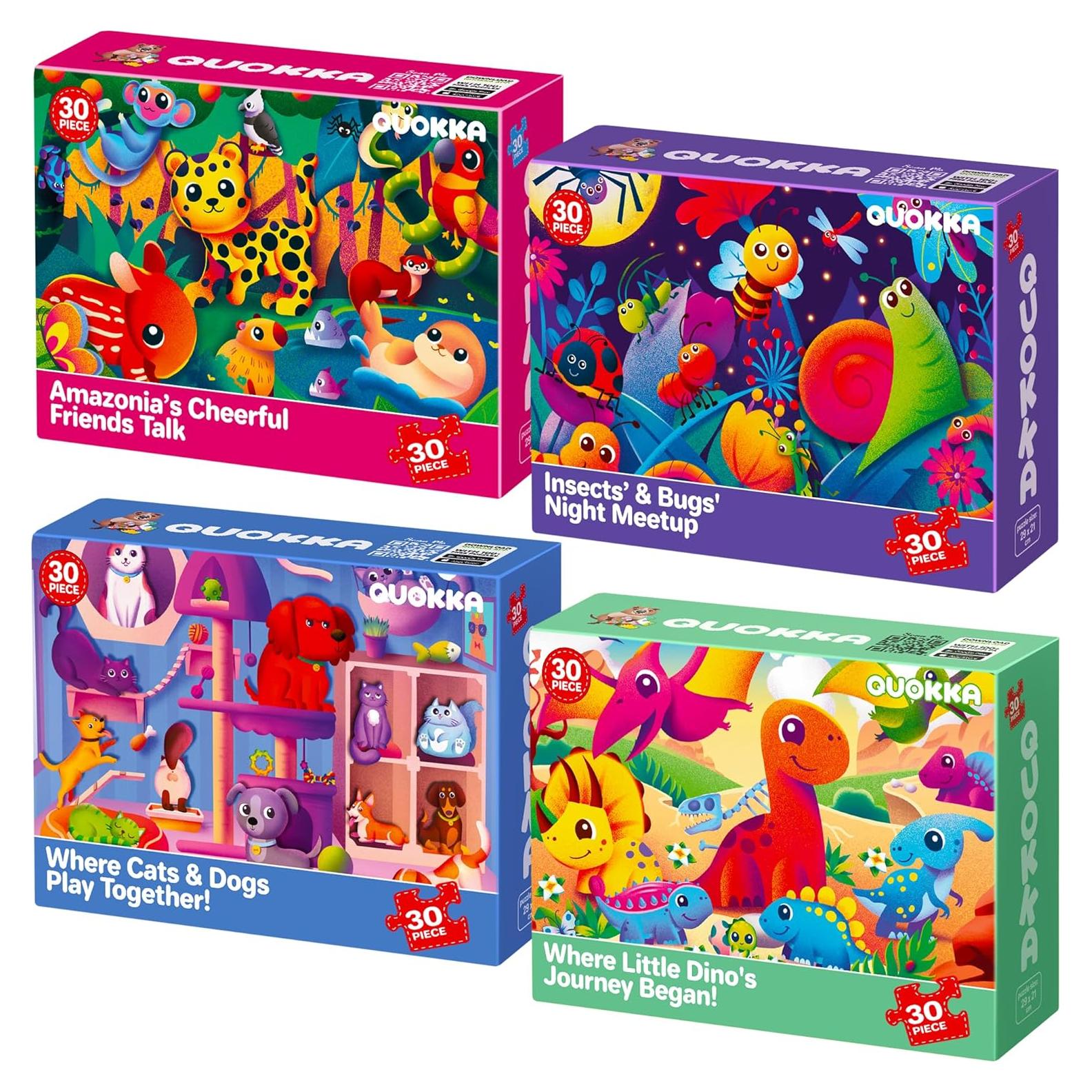 Puzzles QUOKKA para Niños 4 Piezas 29x21 cm Dinosaurios