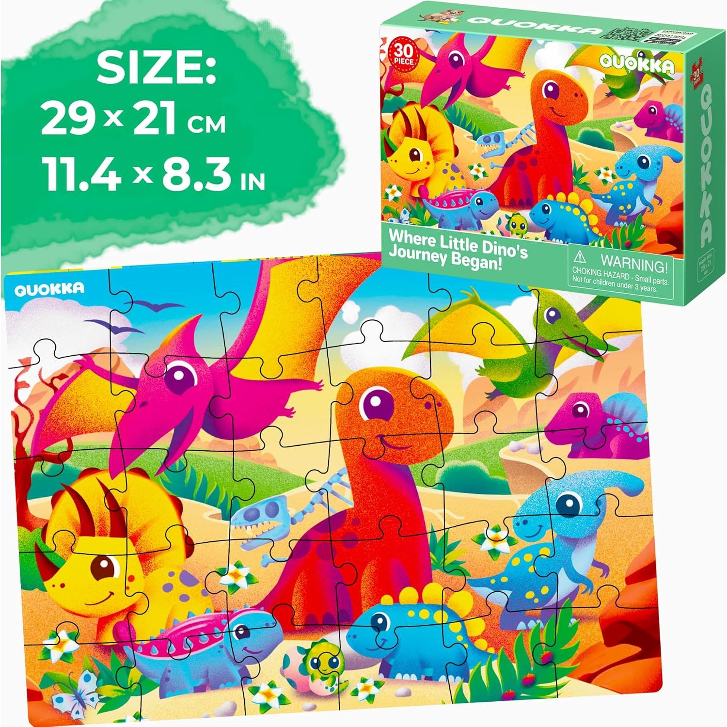 Puzzles QUOKKA para Niños 4 Piezas 29x21 cm Dinosaurios