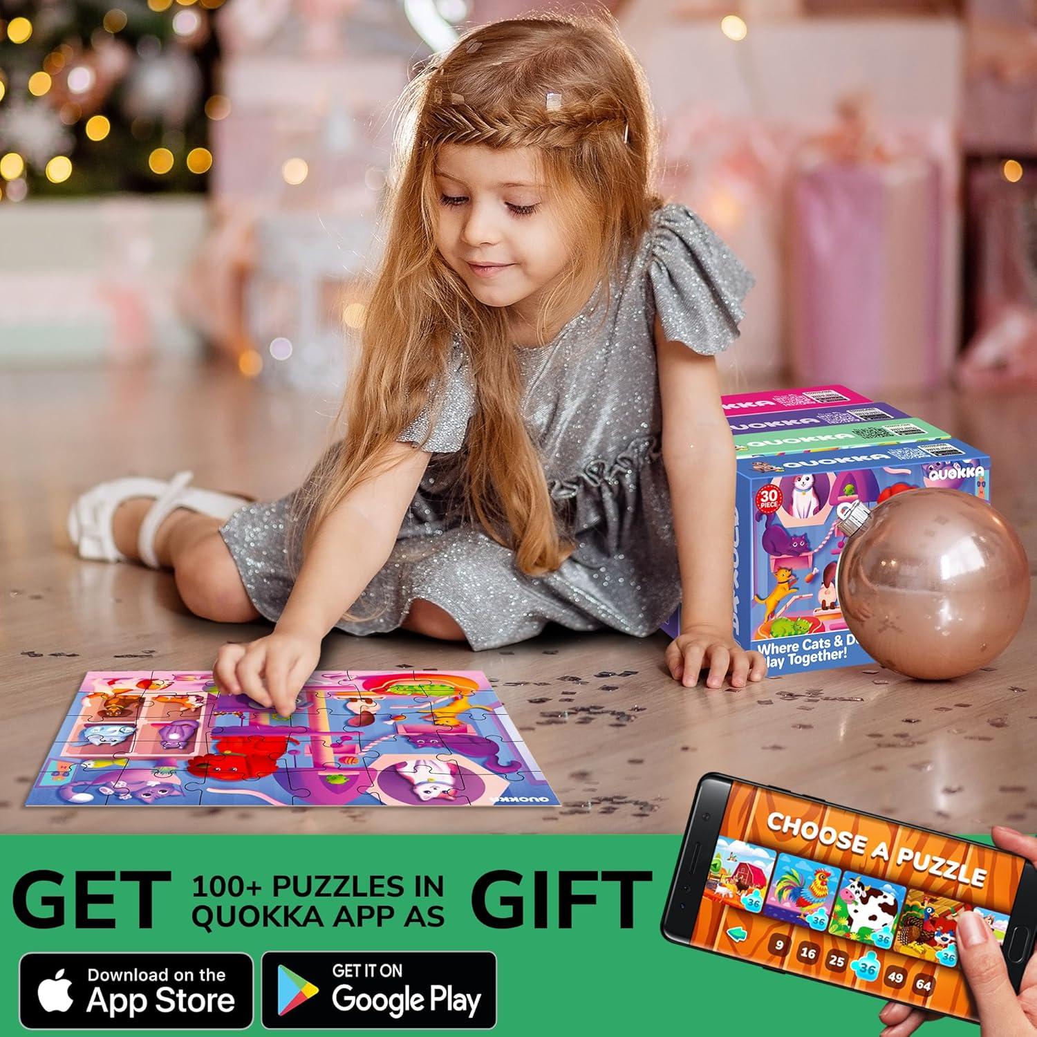 Puzzles QUOKKA para Niños 4 Piezas 29x21 cm Dinosaurios