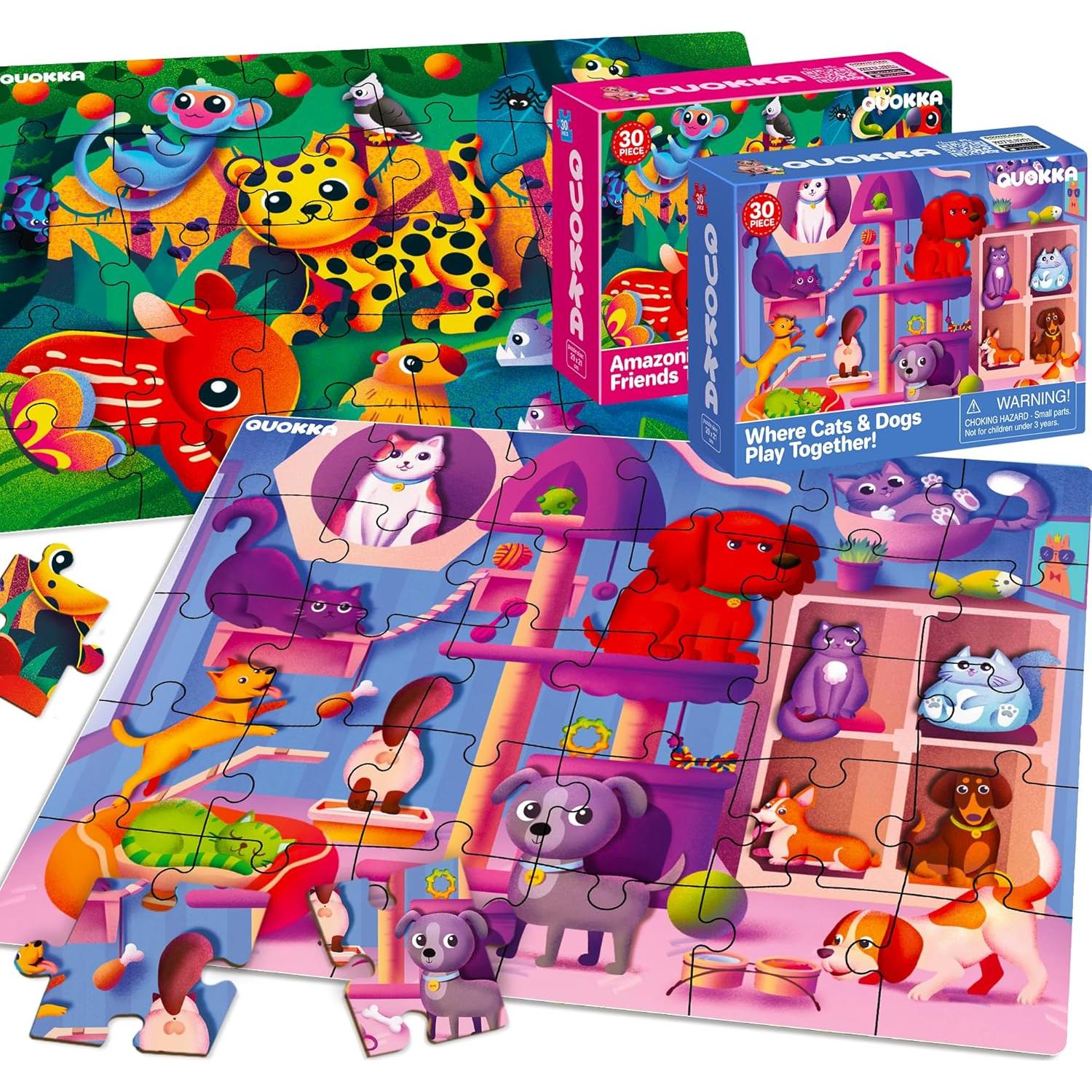 Puzzles QUOKKA para Niños 4 Piezas 29x21 cm Dinosaurios