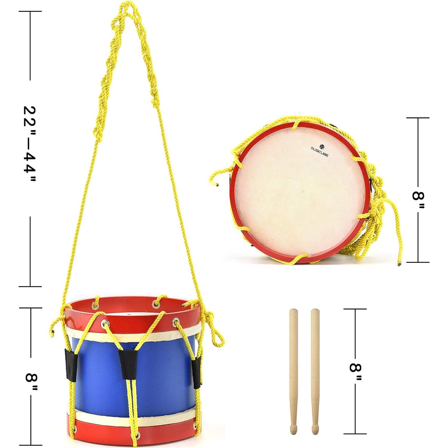 Set de Tambores para Niños MUSICUBE 20 cm con Correa Ajustable