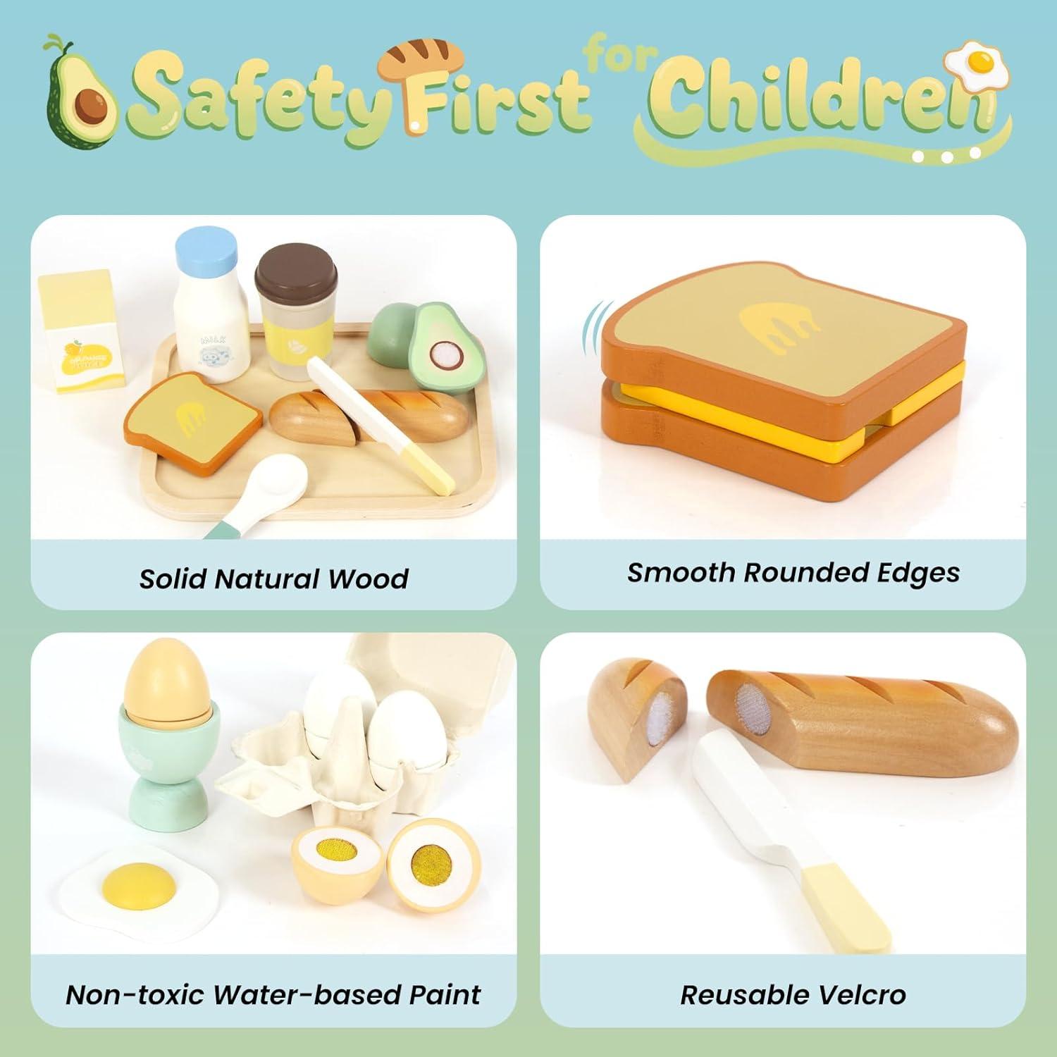 Juego de Comida de Madera para Niños WOODENFUN Desayuno