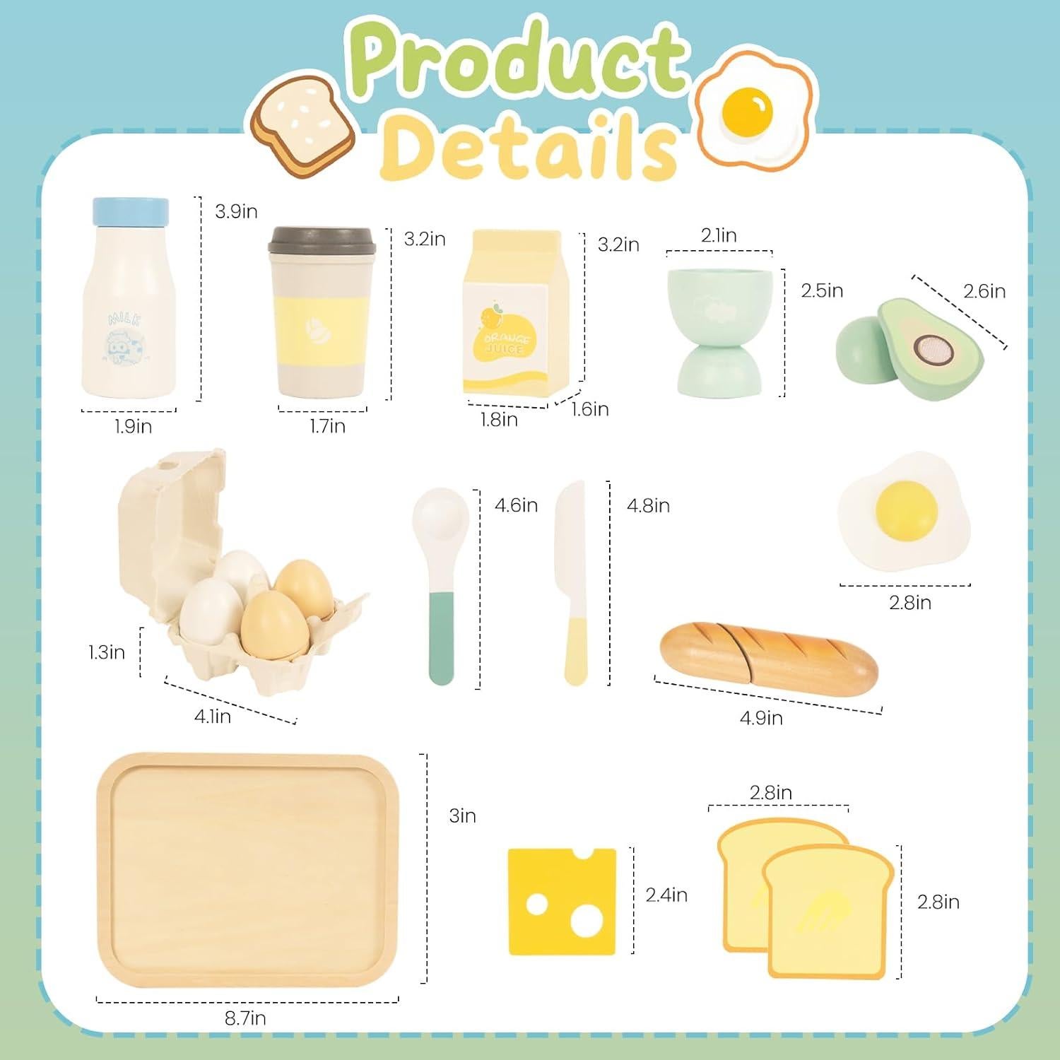 Juego de Comida de Madera para Niños WOODENFUN Desayuno