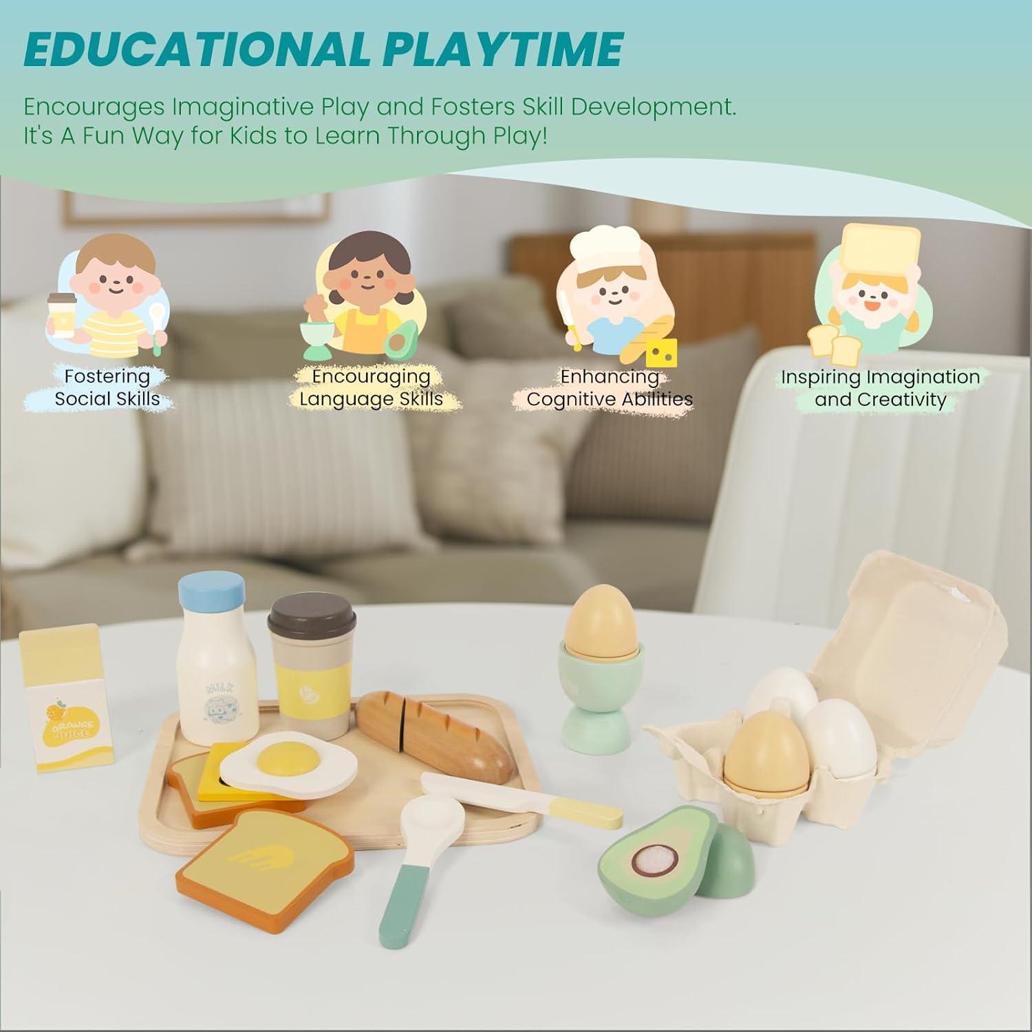 Juego de Comida de Madera para Niños WOODENFUN Desayuno