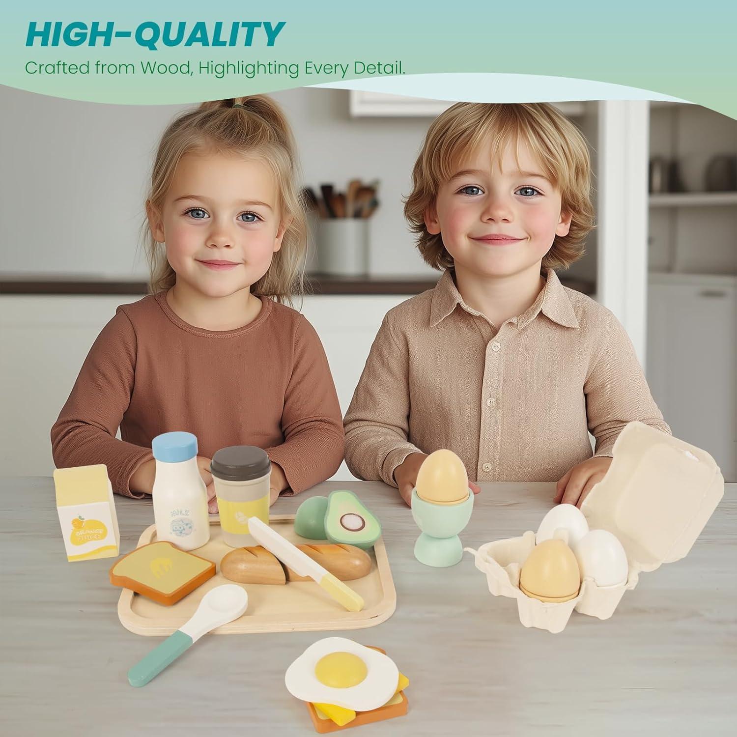 Juego de Comida de Madera para Niños WOODENFUN Desayuno