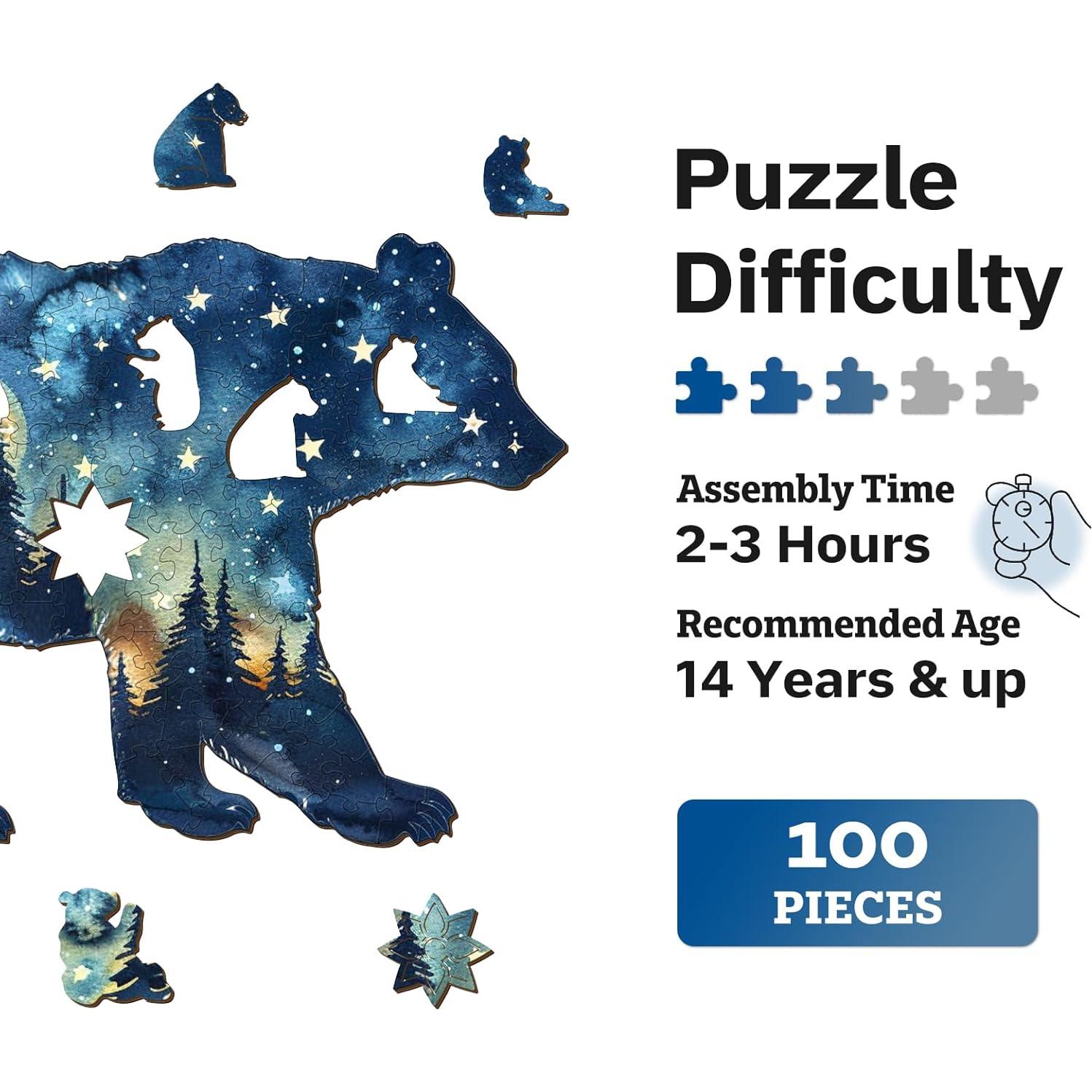 Rompecabezas de Madera Jigfoxy Oso Astral 100 Piezas 19.9x15.6cm