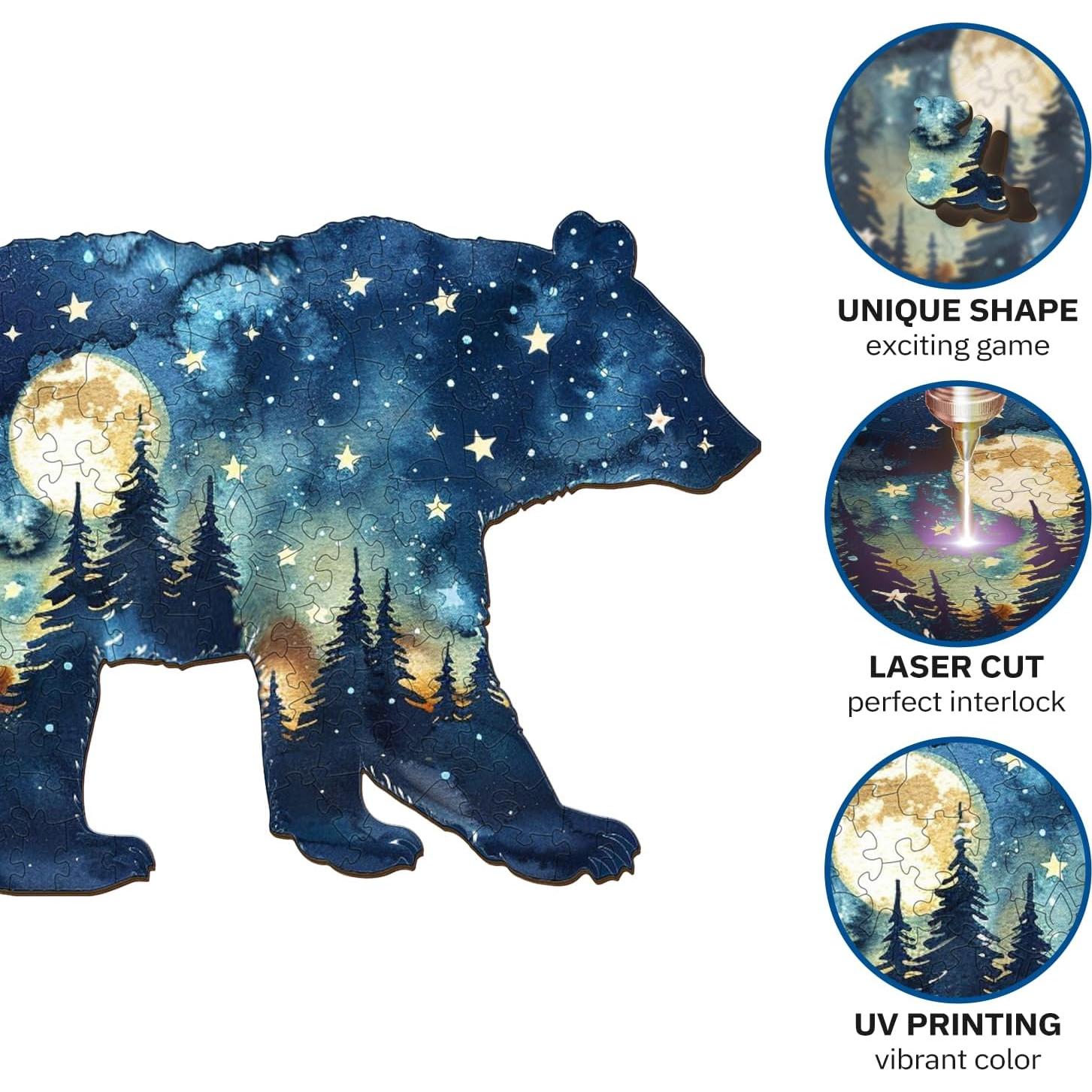 Rompecabezas de Madera Jigfoxy Oso Astral 100 Piezas 19.9x15.6cm