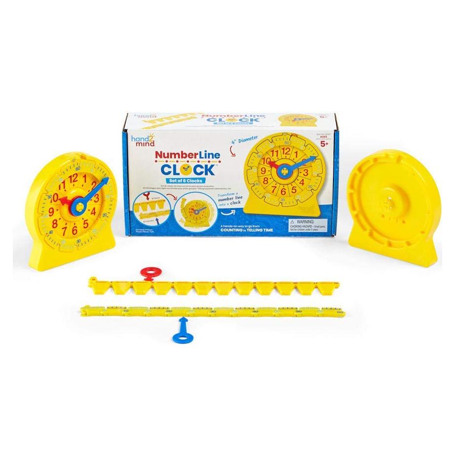 Reloj de Enseñanza Analógico hand2mind - Línea Numérica (Juego de 6)