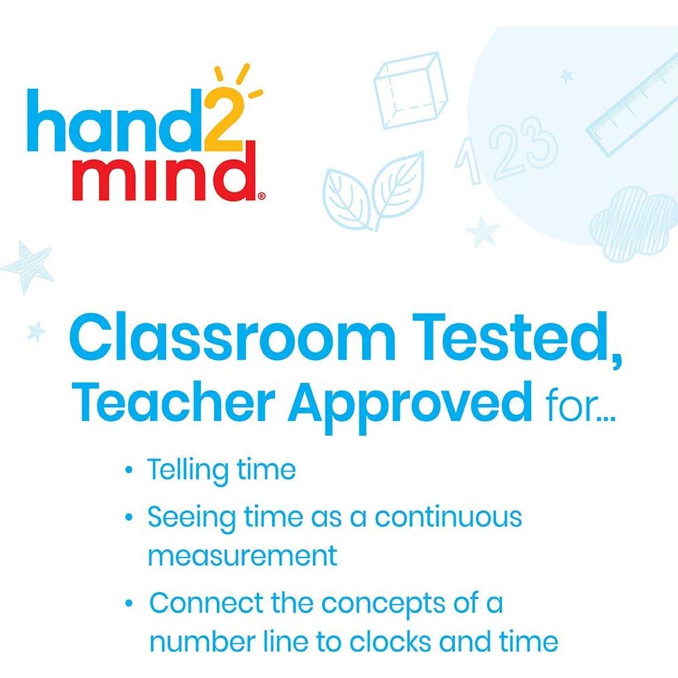 Reloj de Enseñanza Analógico hand2mind - Línea Numérica (Juego de 6)