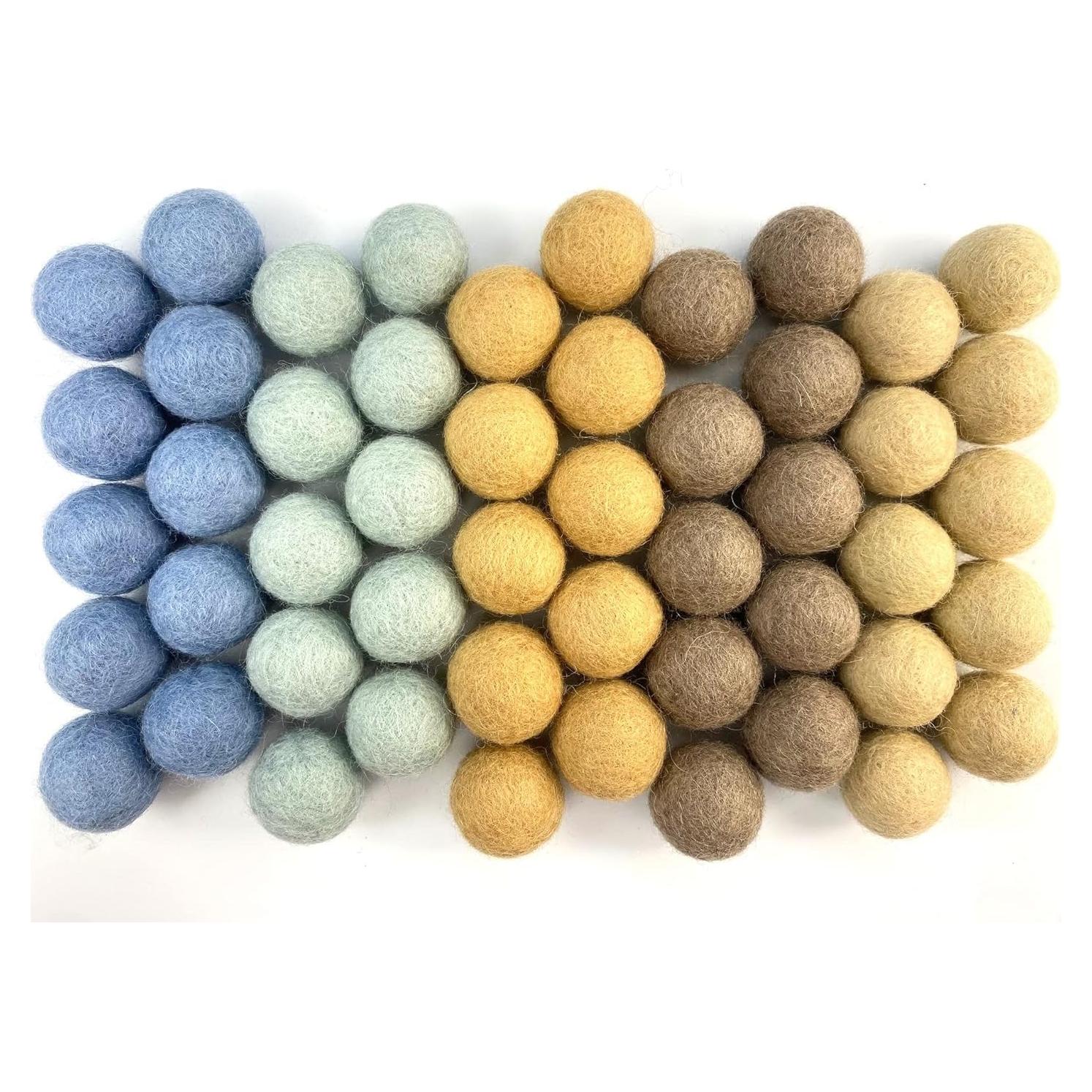 Bolas de Fieltro de Lana Flor Silvestre 50 Piezas Tonos Tierra