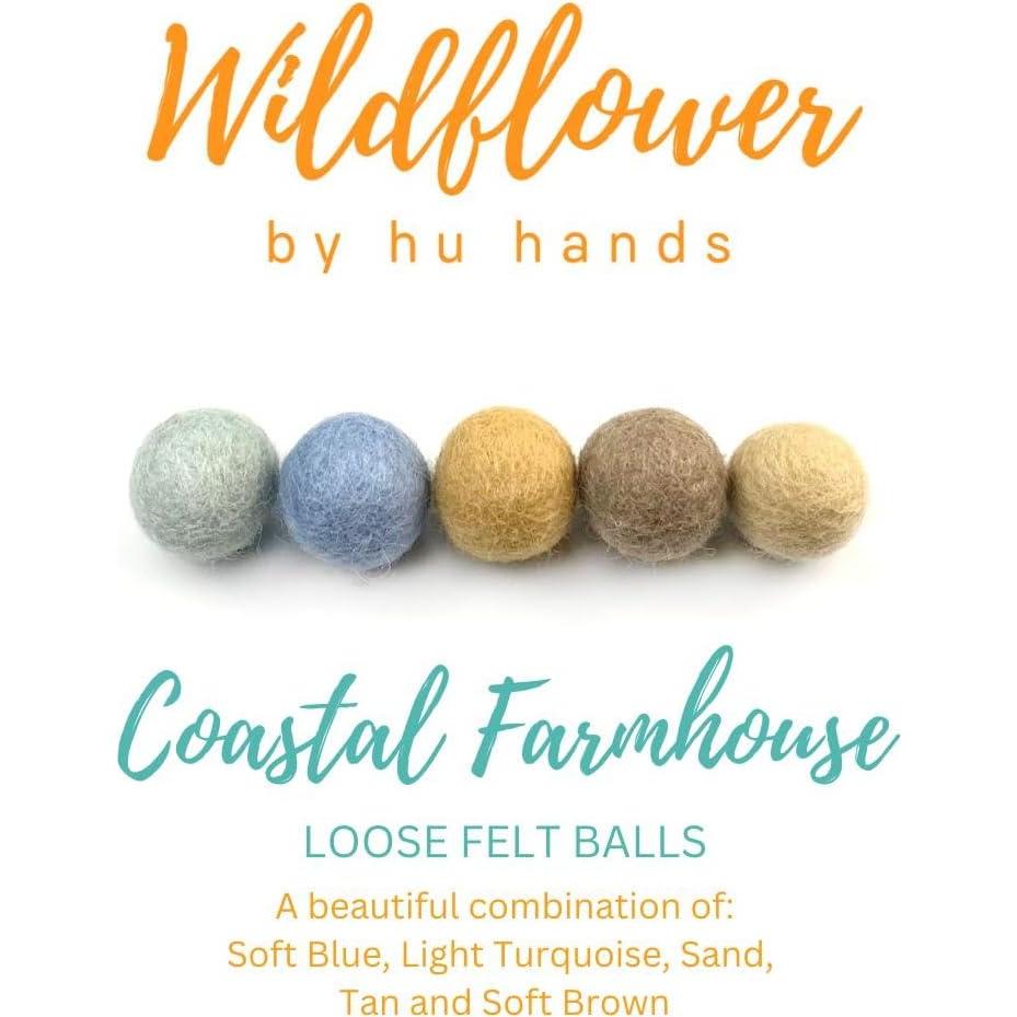 Bolas de Fieltro de Lana Flor Silvestre 50 Piezas Tonos Tierra