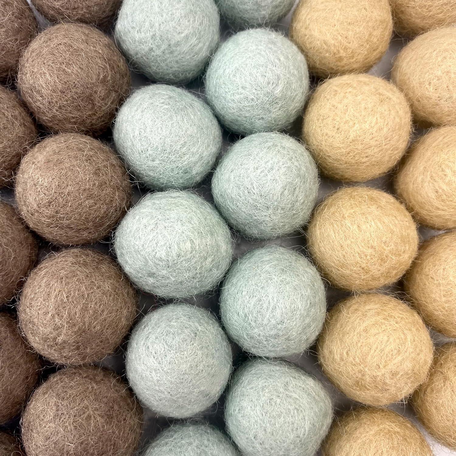 Bolas de Fieltro de Lana Flor Silvestre 50 Piezas Tonos Tierra