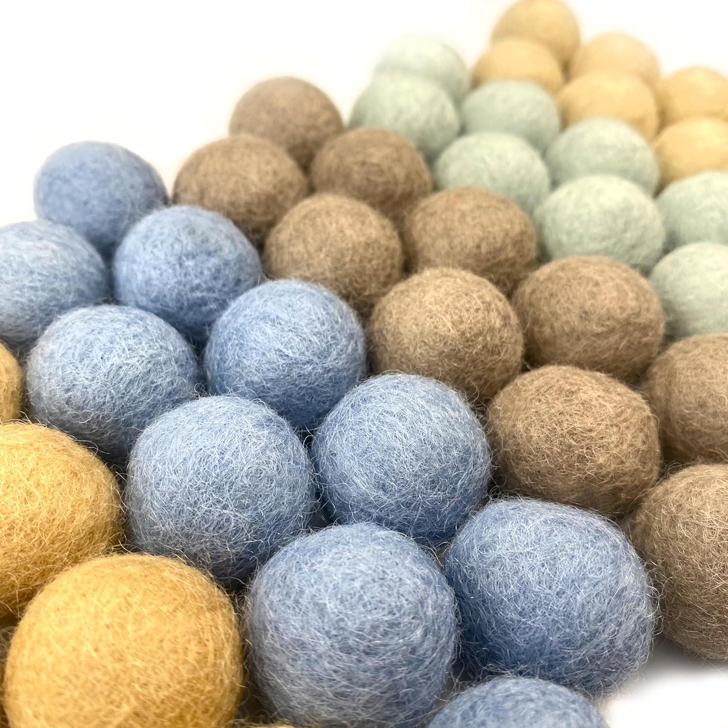 Bolas de Fieltro de Lana Flor Silvestre 50 Piezas Tonos Tierra