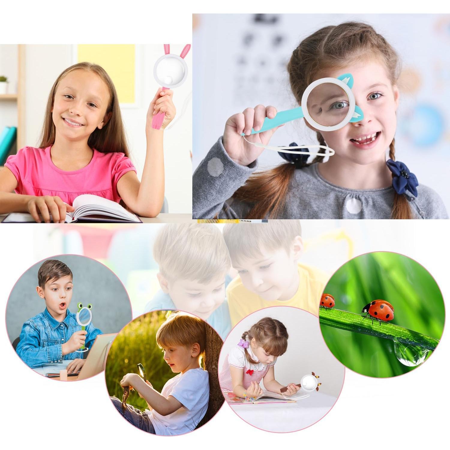 Lupa de Mano Rongon 10X para Niños - Exploración Naturaleza 4Pcs