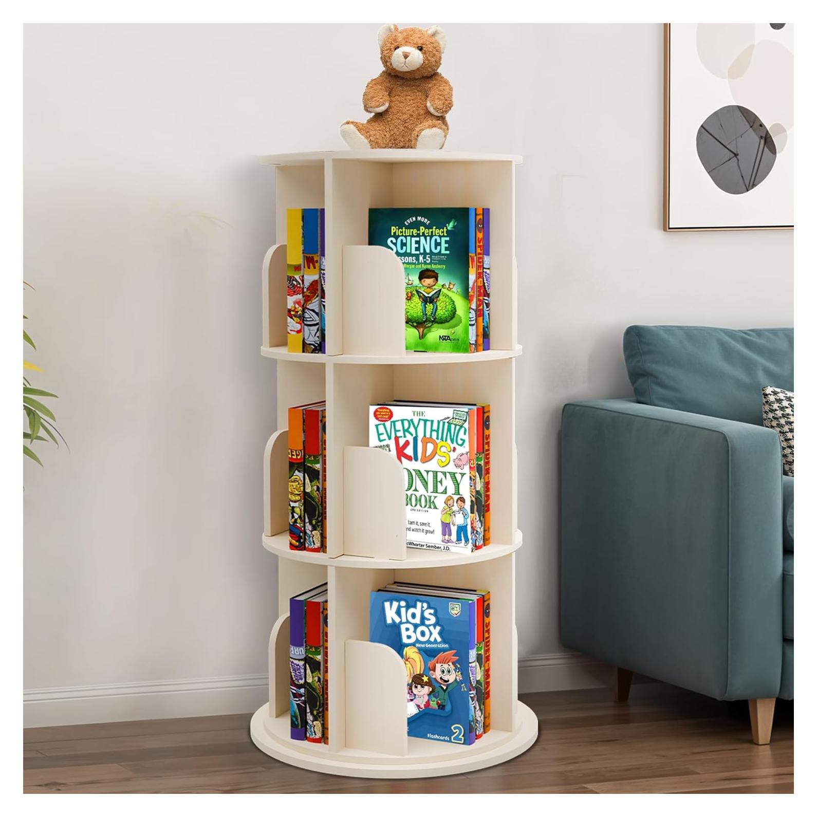 Estantería Rotativa Sprinta 3 Niveles 360° Madera Natural