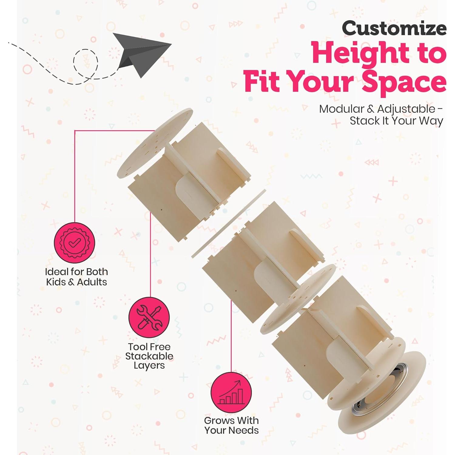 Estantería Rotativa Sprinta 3 Niveles 360° Madera Natural