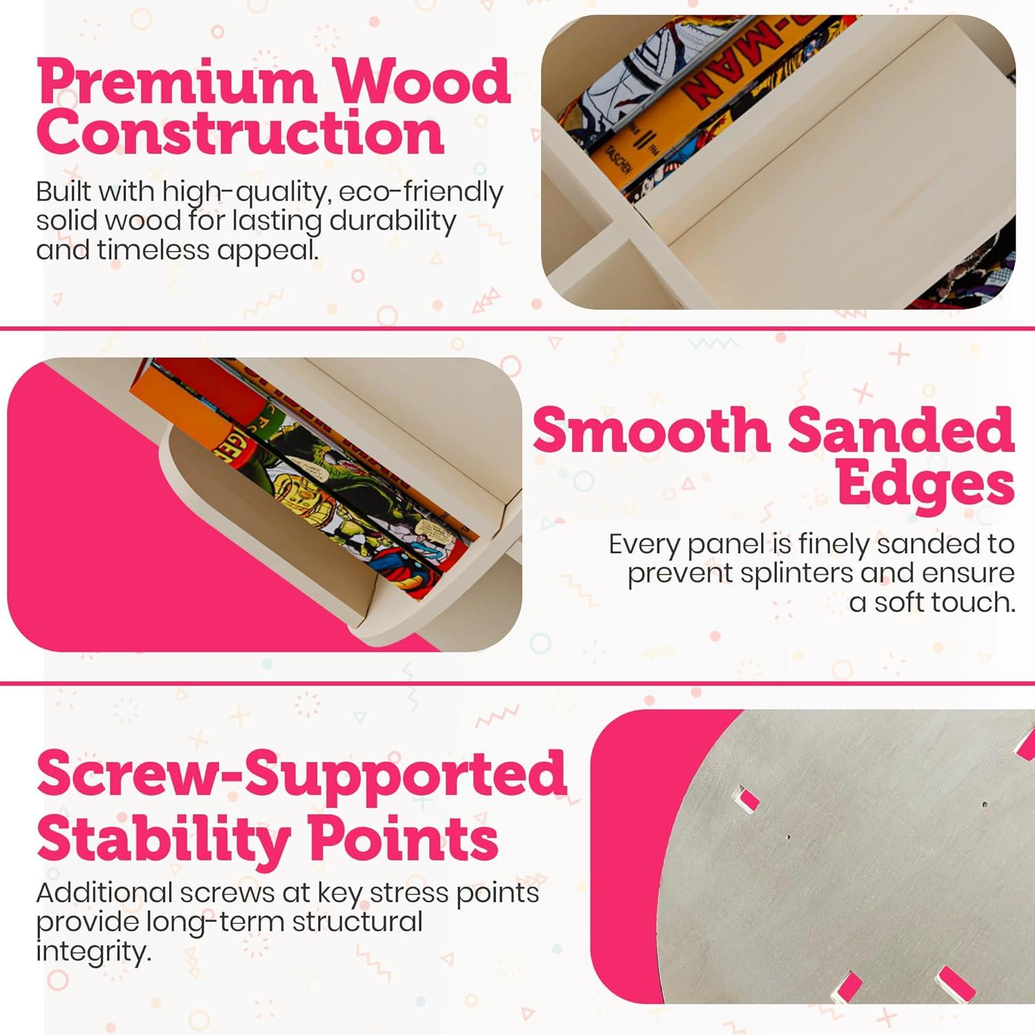 Estantería Rotativa Sprinta 3 Niveles 360° Madera Natural