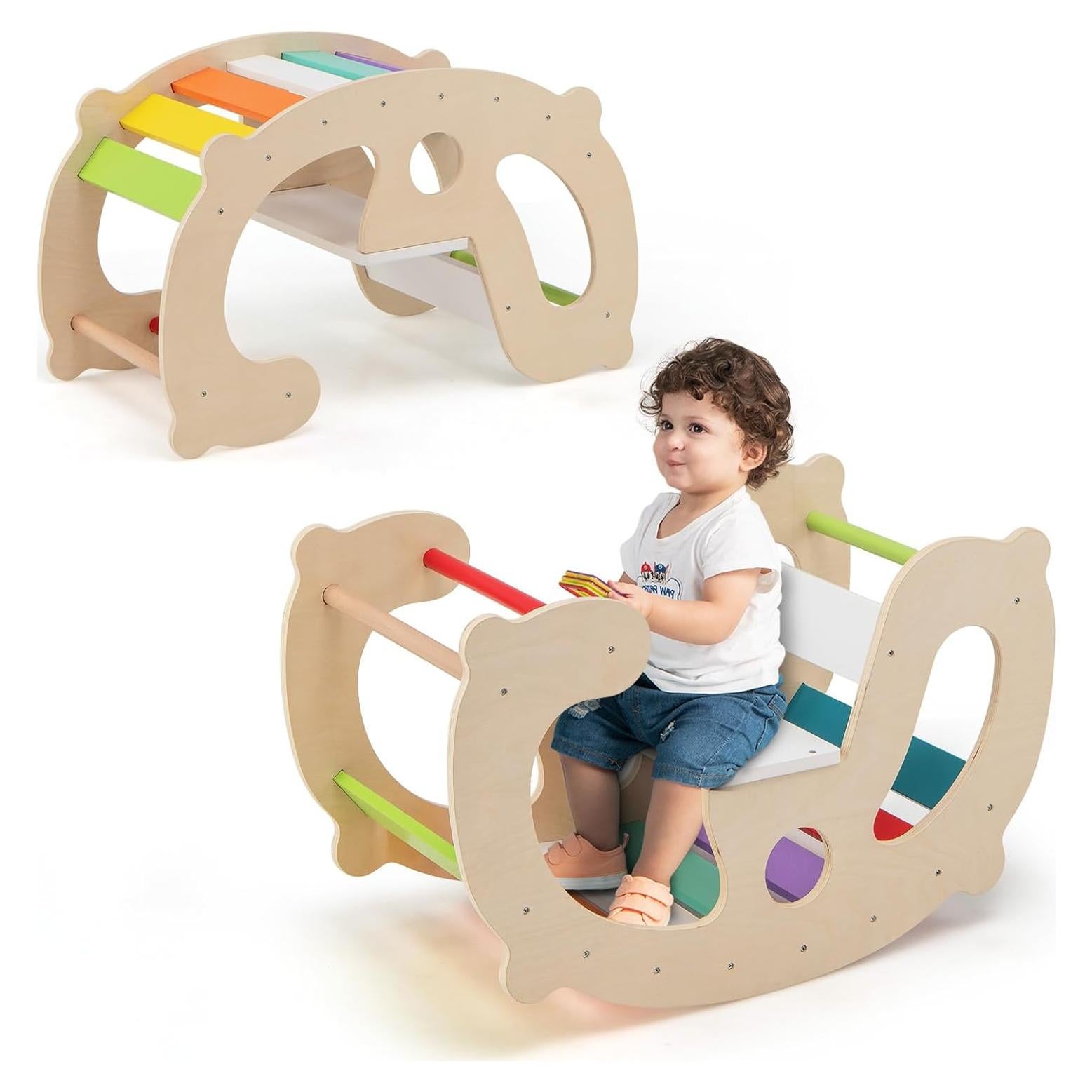 HONEY JOY Arco de Escalada Balanceador de Madera Multicolor