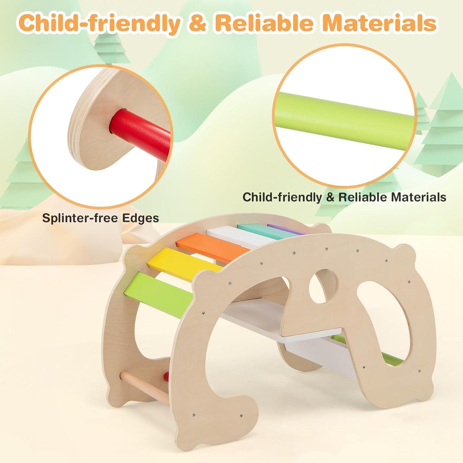 HONEY JOY Arco de Escalada Balanceador de Madera Multicolor