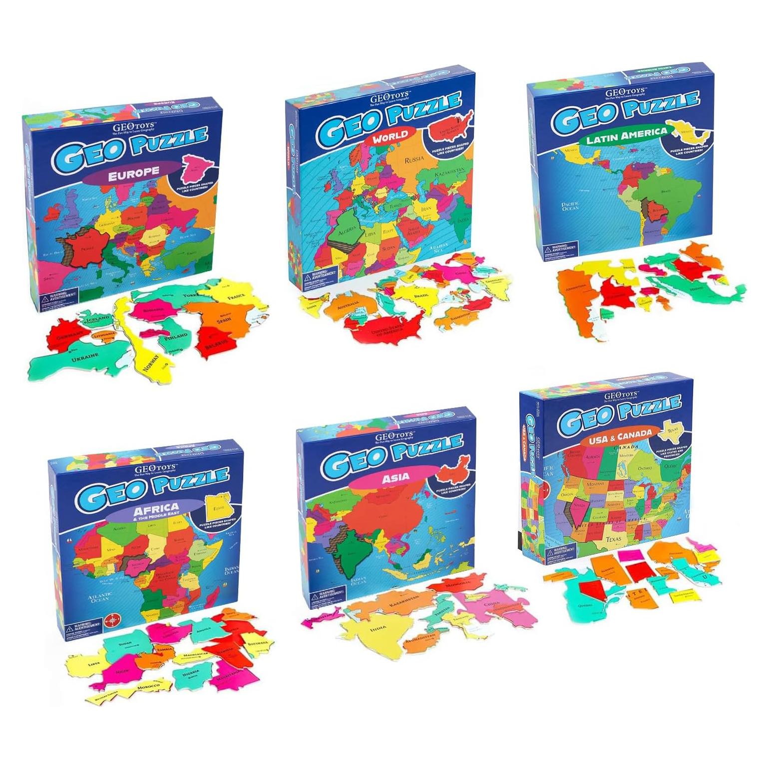 GeoToys Puzzle de Geografía 6 Sets para Niños 4+ Años