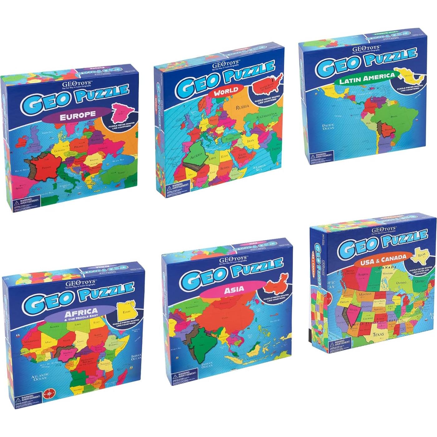 GeoToys Puzzle de Geografía 6 Sets para Niños 4+ Años