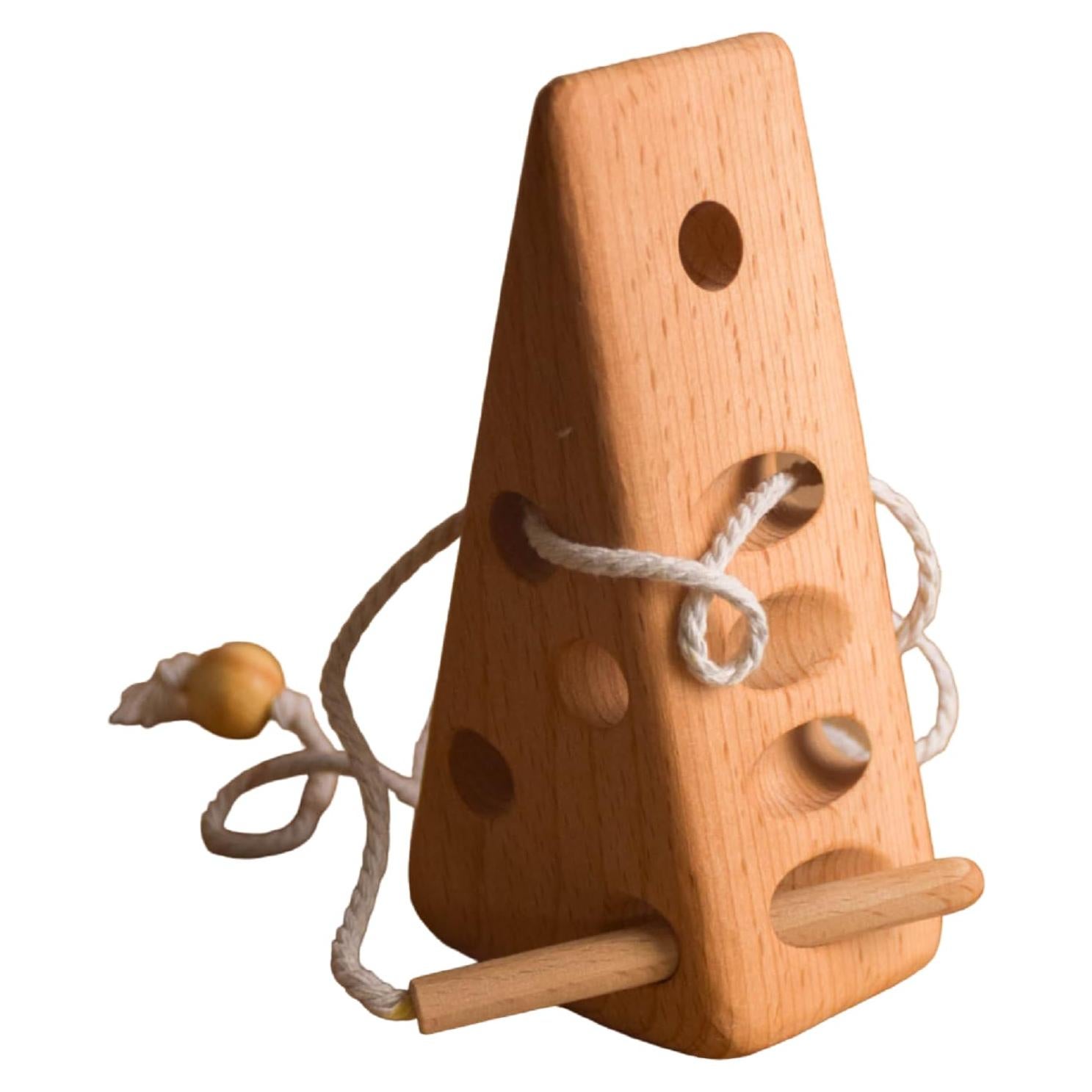 Juguete de Enhebrar de Madera Montessori Queso 20x7x8 cm
